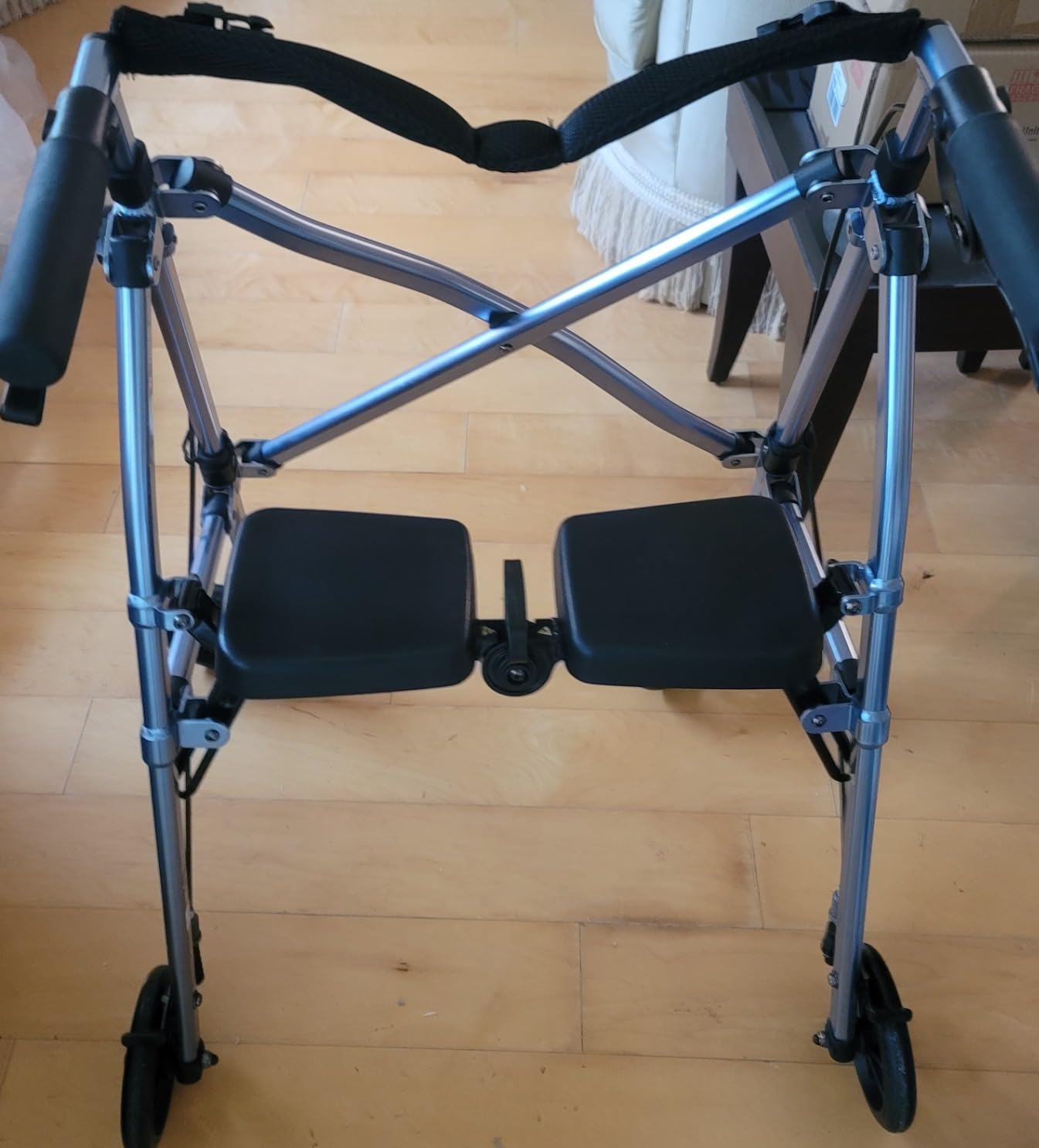 Stander Space Saver Rollator, Lightweight Folding Rolling Walker with Seat for Seniors & Adults, 4-Wheel Mobility Aid with 6-inch Wheels, Locking Brakes & Padded Seat with Backrest, Cobalt Blue customer photo 1