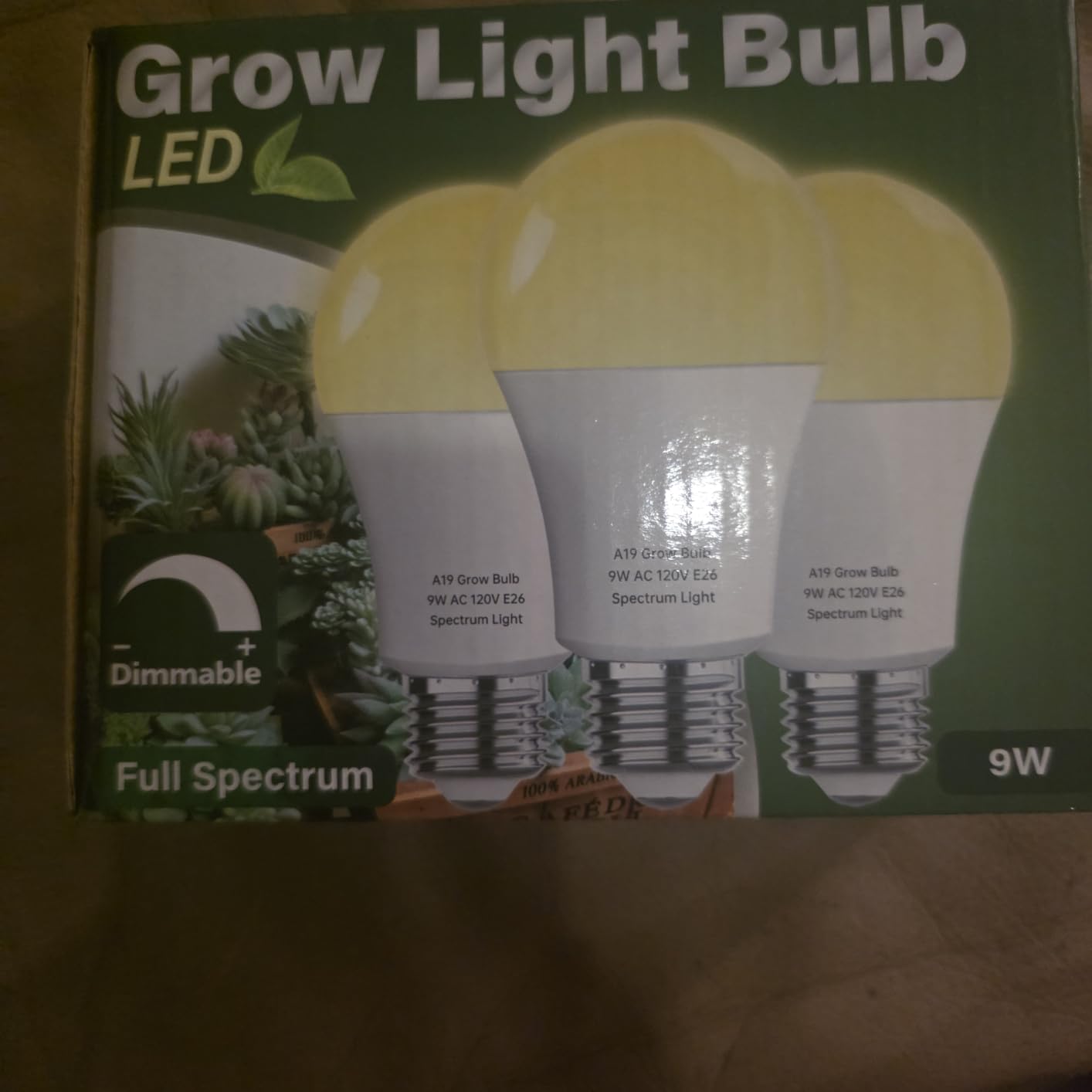 3 Pack Full Spectrum Grow Light Bulbs,A19 Grow Lights for Indoor Plants,Dimmable E26 9W Grow Bulb Replace up to 100W,Plant Lights for Indoor Growing,Flowers,Greenhouse,Indore customer photo 2