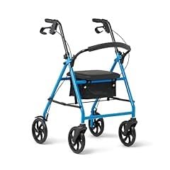 Medline Standard Adult Steel Rollator Walker Aid, Light Blue, 300 lb. Weight Capacity, 8” Wheels, Foldable, Adjustable Handles, Rolling Walker for Seniors customer photo 2
