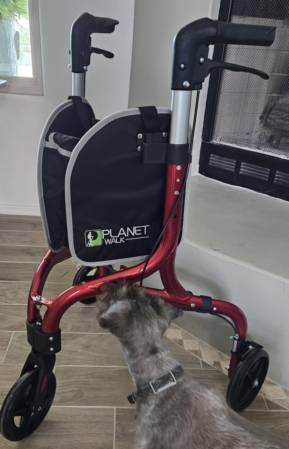 PLANETWALK Premium 3 Wheel Rollator Walker for Seniors – Ultra Lightweight Foldable Aluminum Mobility Aid with Height Adjustable Handle and 7.5 Inch Wheels, Brilliant Red customer photo 2