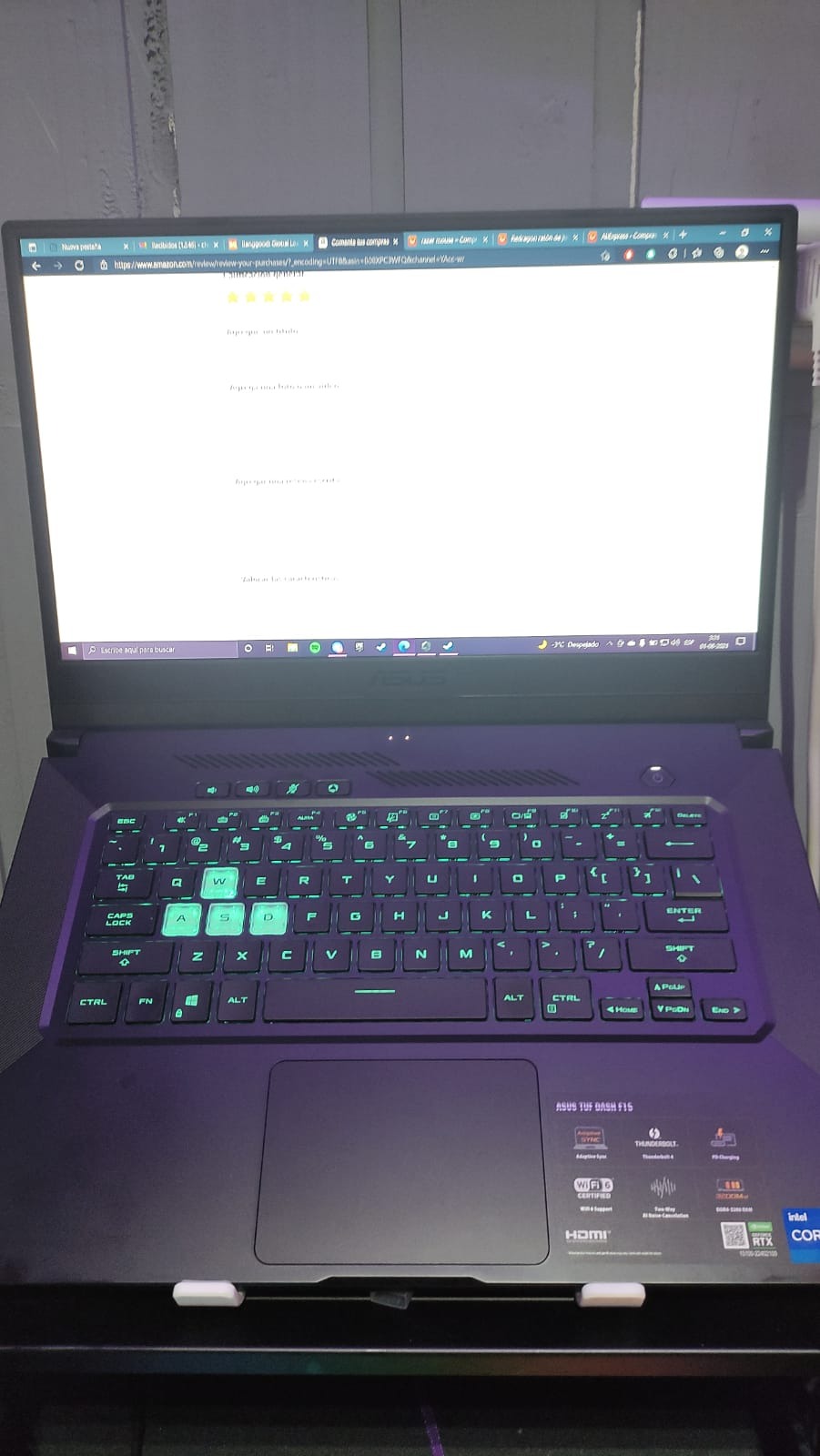 ASUS TUF Dash 15 (2021) Ultra Slim Gaming Laptop, 15.6â€ 144Hz FHD, GeForce RTX 3050 Ti, Intel Core i7-11370H, 8GB DDR4, 512GB PCIe NVMe SSD, Wi-Fi 6, Windows 10, Eclipse Grey Color, TUF516PE-AB73 customer photo 2