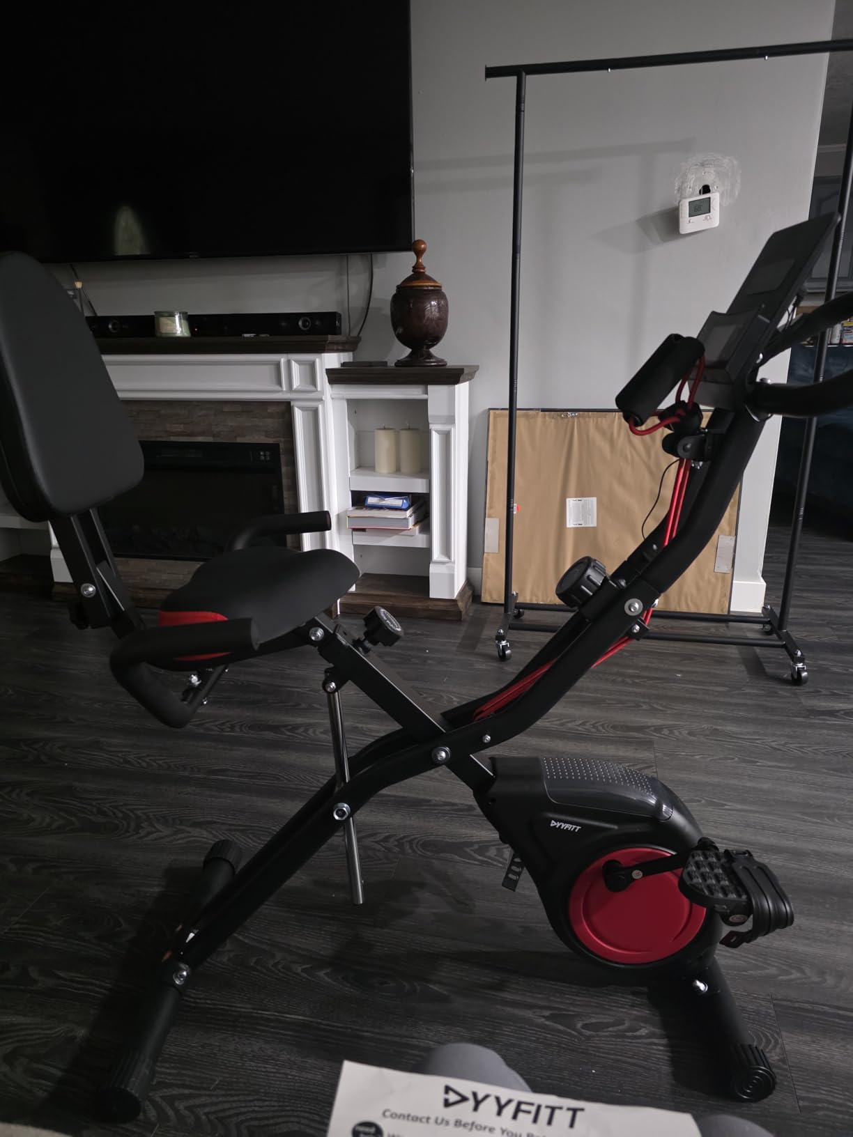 YYFITT 3-IN-1 Exercise Bike with Luminous Display | Foldable | XXL Backrest customer photo 2