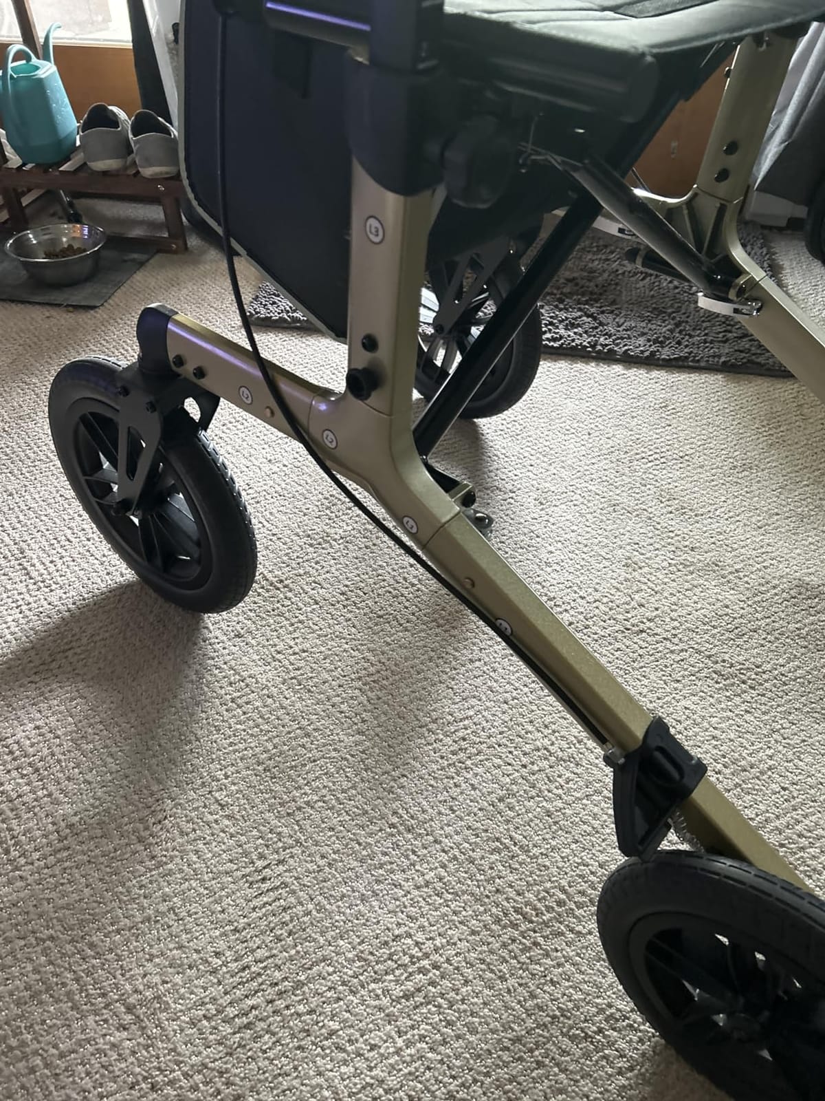 ELENKER All-Terrain Rollator Walker with Non-Pneumatic Tire 12” Front Wheels, Compact Folding Design for Seniors, Blue customer photo 1
