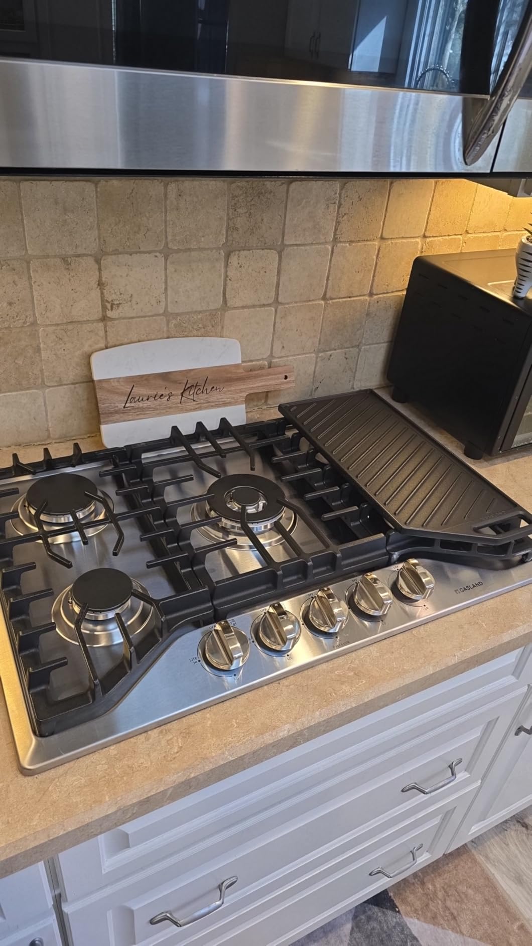GASLAND 36 Inch Gas Cooktop, PRO GH3365SF 5 Burner Gas Stovetop with Reversible Cast Iron Grill/Griddle, Plug-in, NG/LPG Convertible Cooktops, Stainless Steel customer photo 2