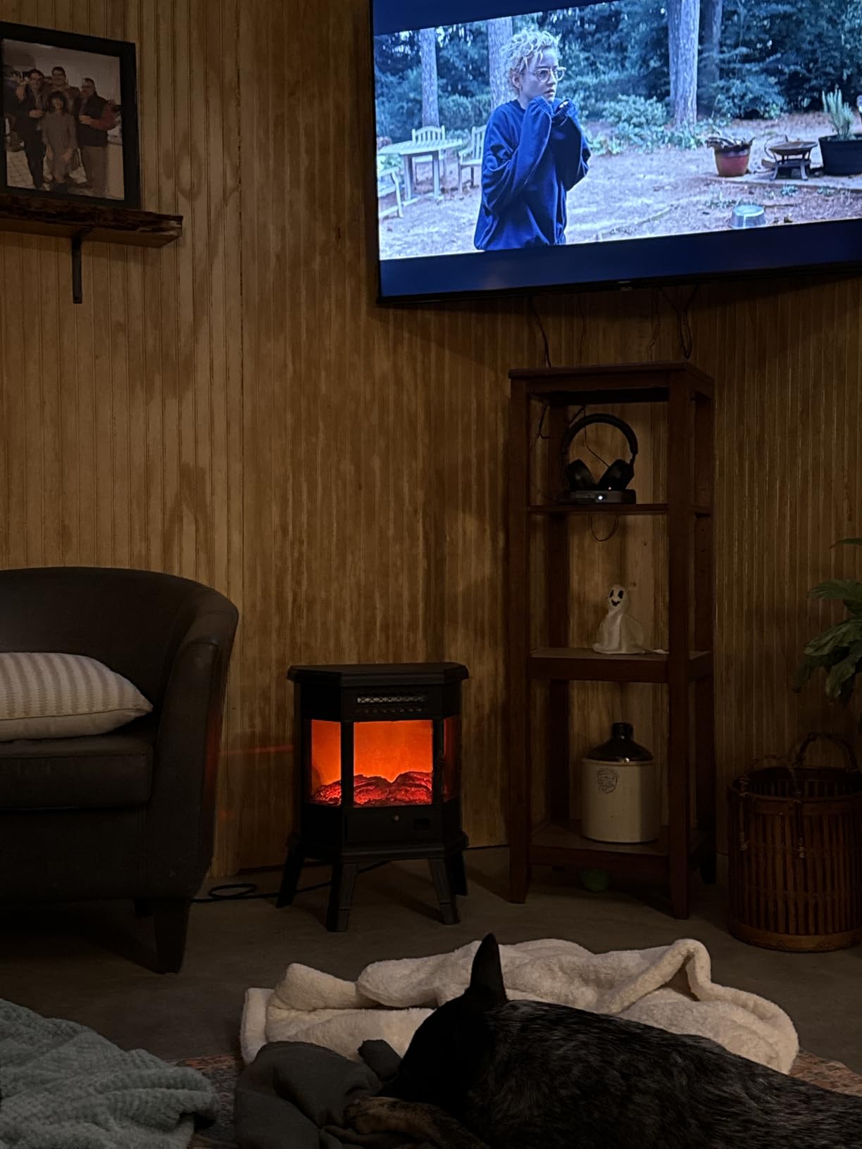 Electric Fireplace Heater 22 in Freestanding Fireplace Stove Infrared Fireplace RealSmart with 3D Flame Effect Remote Control, Timer, Overheating Protection Heater for Indoor Use Black customer photo 2