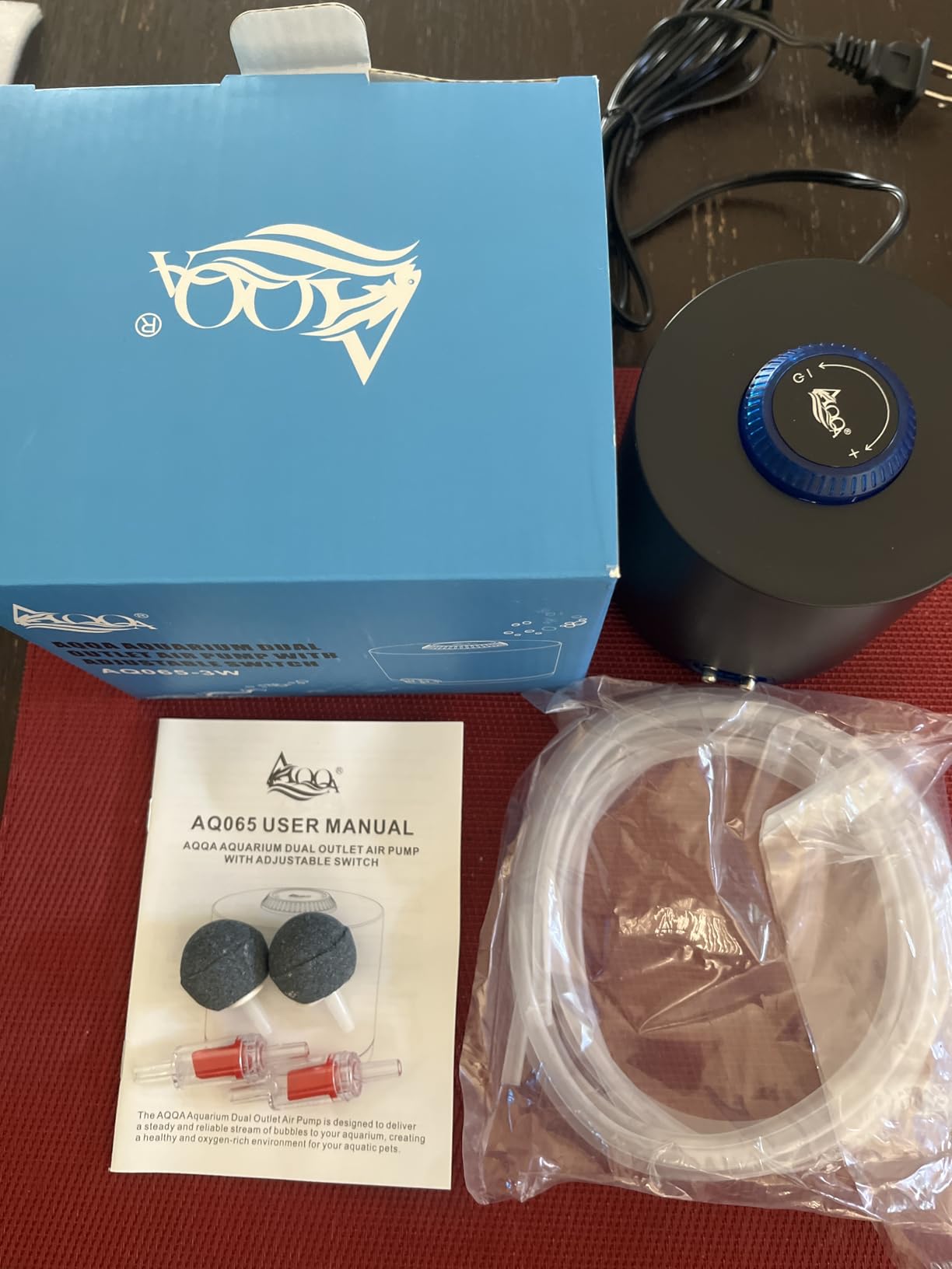 AQQA Aquarium Air Pump, 3W Powerful Dual Outlet Adjustable Oxygen Aerator customer photo 1