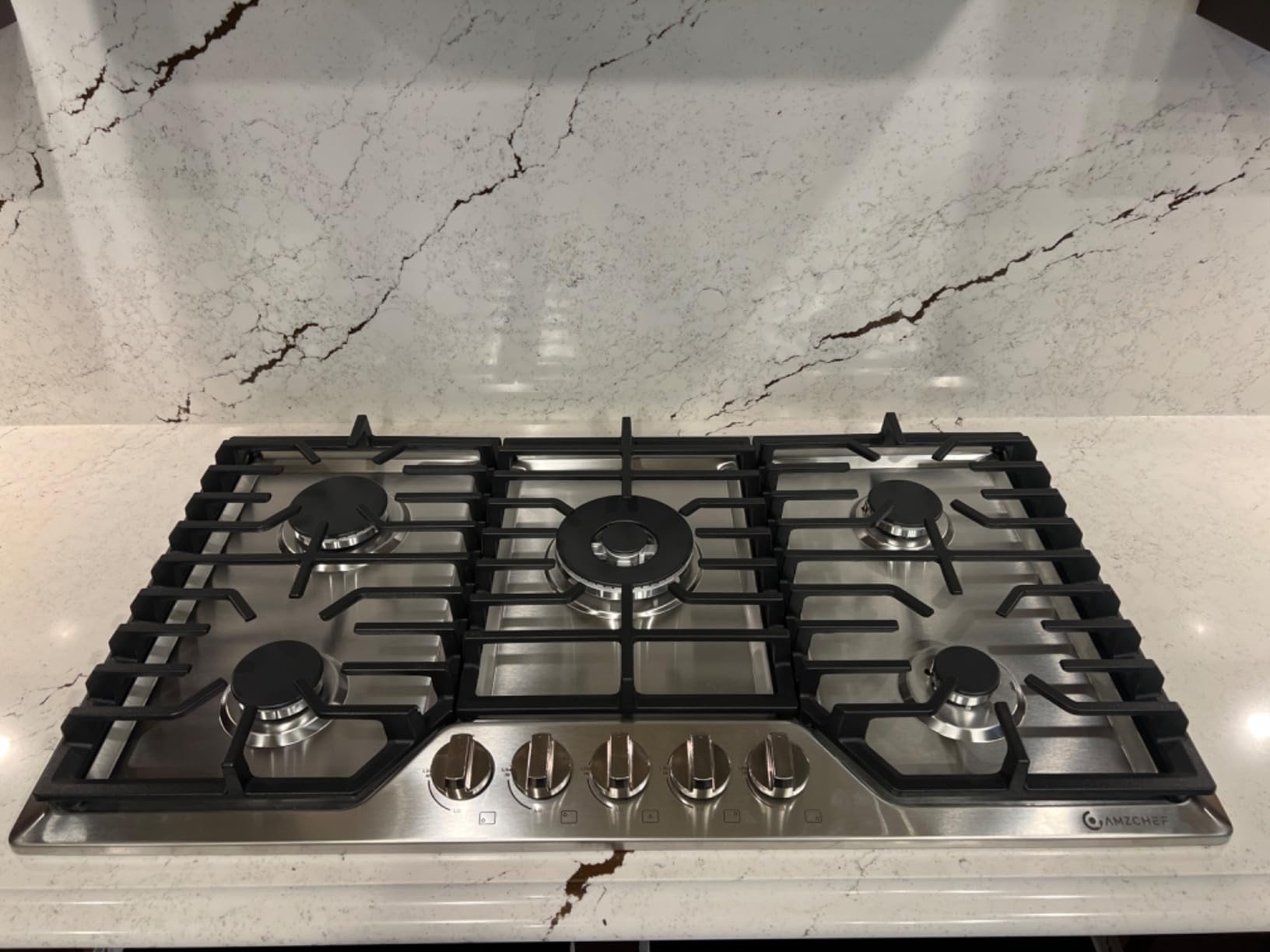 AMZCHEF 36 Inch Gas Cooktop with Griddle, 5 Italy SABAF Sealed Burners customer photo 2