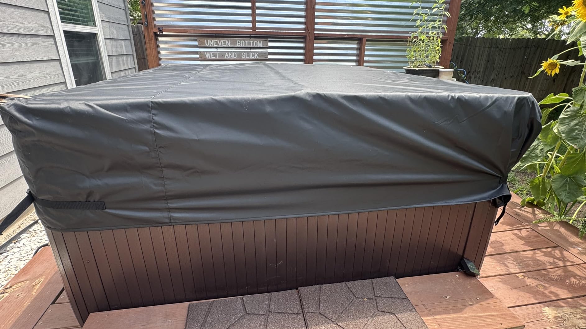 QH.HOME Waterproof Hot Tub Cover 85 x 85 with Ratchet Tie-Down System customer photo 1
