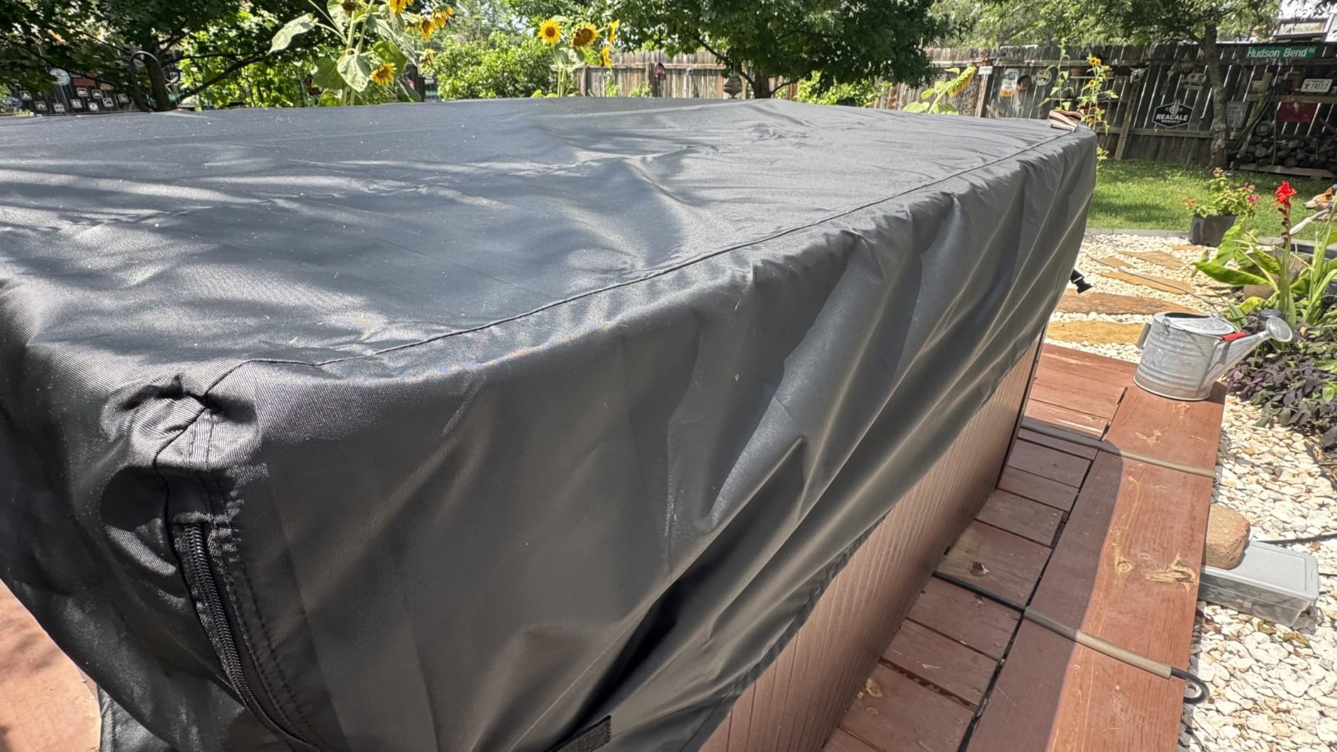 QH.HOME Waterproof Hot Tub Cover 85 x 85 with Ratchet Tie-Down System customer photo 2
