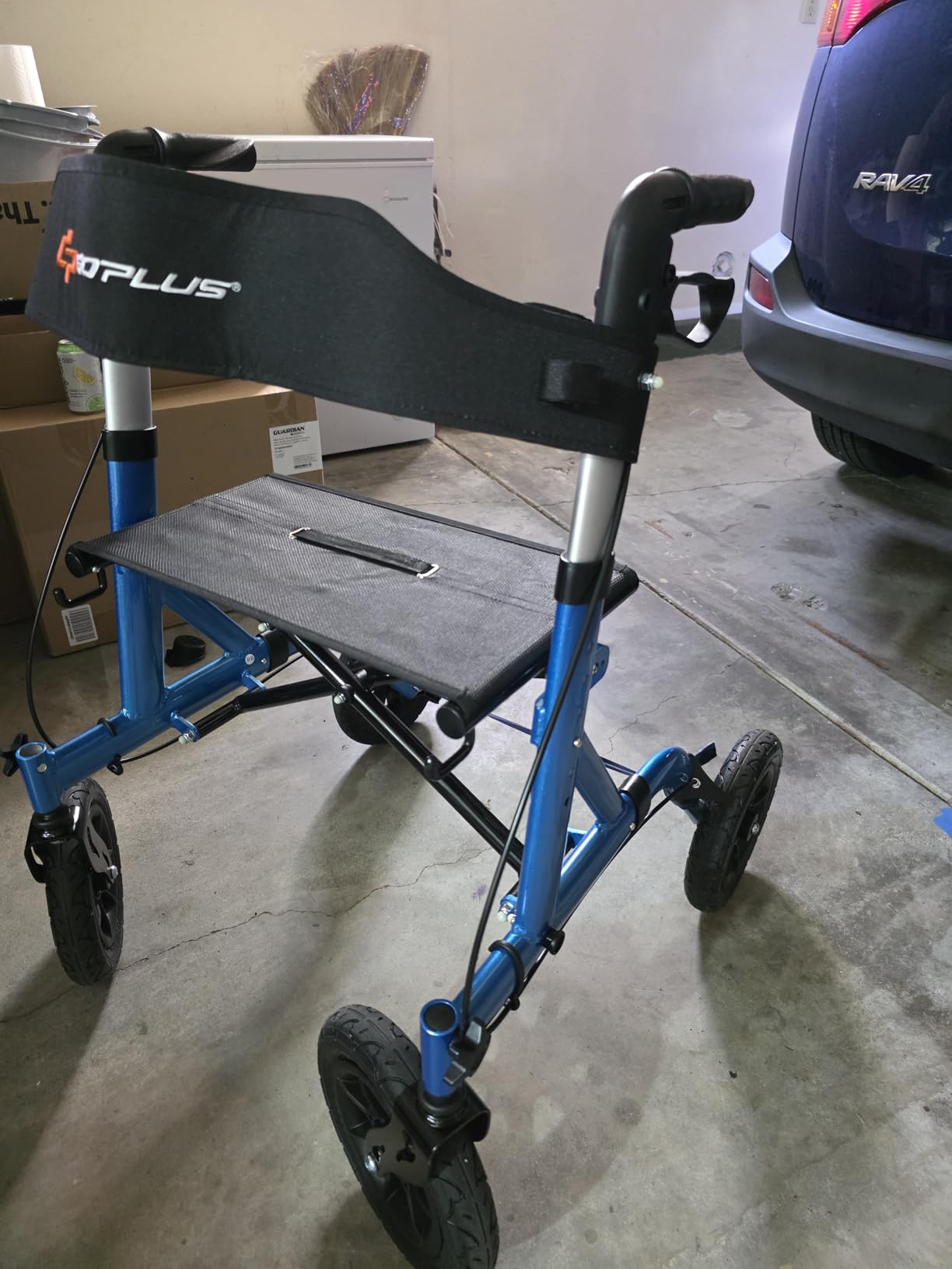 Goplus Rollator Walkers for Seniors with Seat, Foldable Rolling Walker with 9.5” All Terrain Pneumatic Wheel, Supports up to 300 lbs, Heavy Duty Bariatric Rollator Walker for Adult customer photo 2