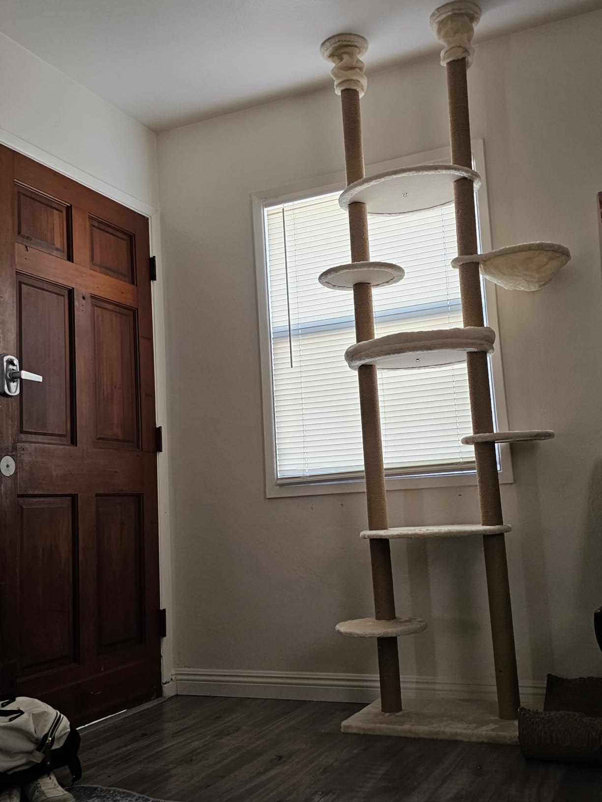 Cat Tree, Floor to Ceiling Cat Tower Adjustable Height[92-102 Inches=234-258cm], 7 Tiers Cat Climbing Tree with Hammock, Platforms and Fully Sisal Scratching Posts for Indoor Cats, Beige customer photo 2