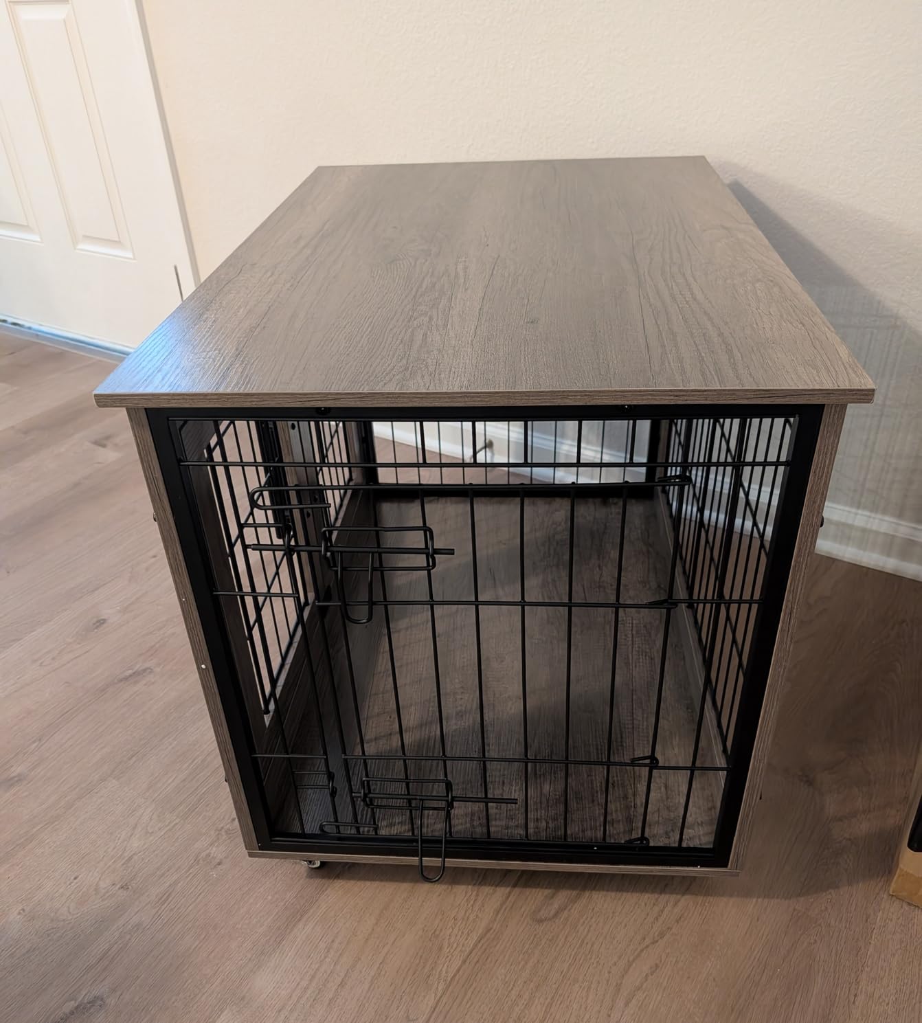 YaFiti Dog Crate Furniture, 32.5” Wooden Indoor Dog Kennel, Rustic Brown customer photo 1