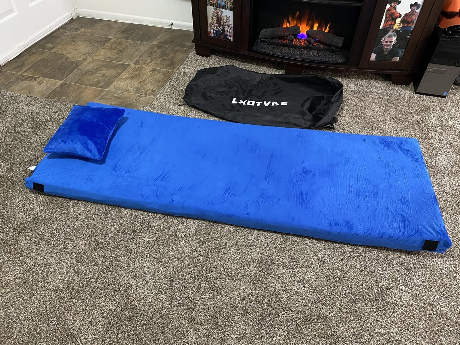 Memory Foam Camping Mattress pad, Comfortable Thick Floor Sleeping Mat for Adults with Waterproof and Non-Slip Bottom, Portable Roll Up Mattress for Sleepover Guest,Cot Mad for Car Camping customer photo 1