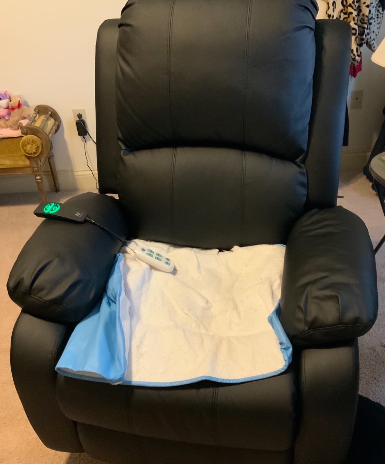 MCombo Small Power Lift Recliner Chair, Heat and Massage 7408, Navy Blue customer photo 2