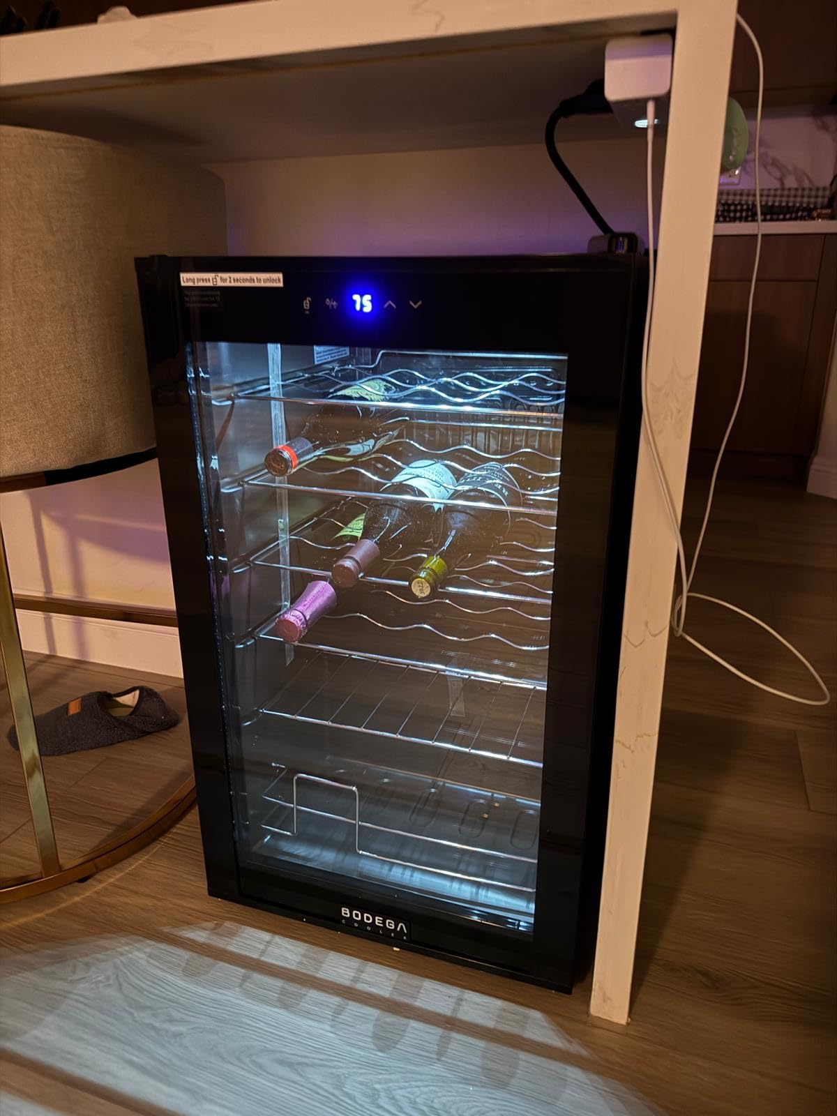 BODEGA 24 Inch Dual Zone Wine Fridge, 46 Bottle Built-in Wine Cooler with Compressor Cooling, Double-Layer UV Glass Door, Digital Thermostat & ≤35dB Quiet – Freestanding Fridge for Home Kitchen Bar customer photo 1
