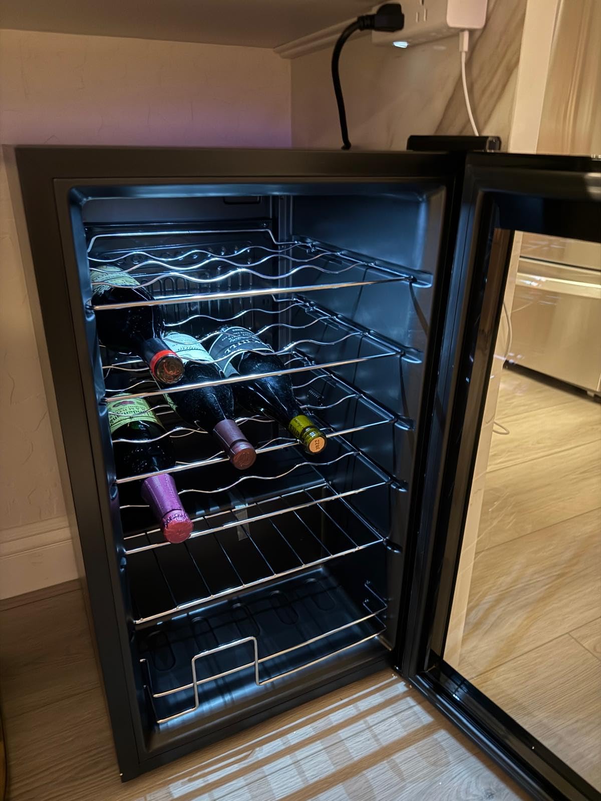 BODEGA 24 Inch Dual Zone Wine Fridge, 46 Bottle Built-in Wine Cooler with Compressor Cooling, Double-Layer UV Glass Door, Digital Thermostat & ≤35dB Quiet – Freestanding Fridge for Home Kitchen Bar customer photo 2
