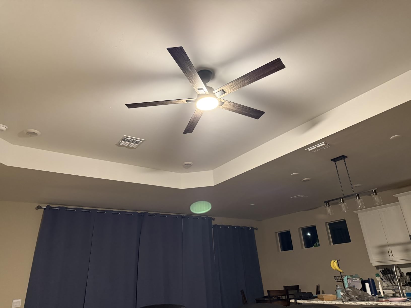 Rayqueen 84 Inch Brushed Nickel Ceiling Fans with Lights and Remote,Downrod customer photo 2