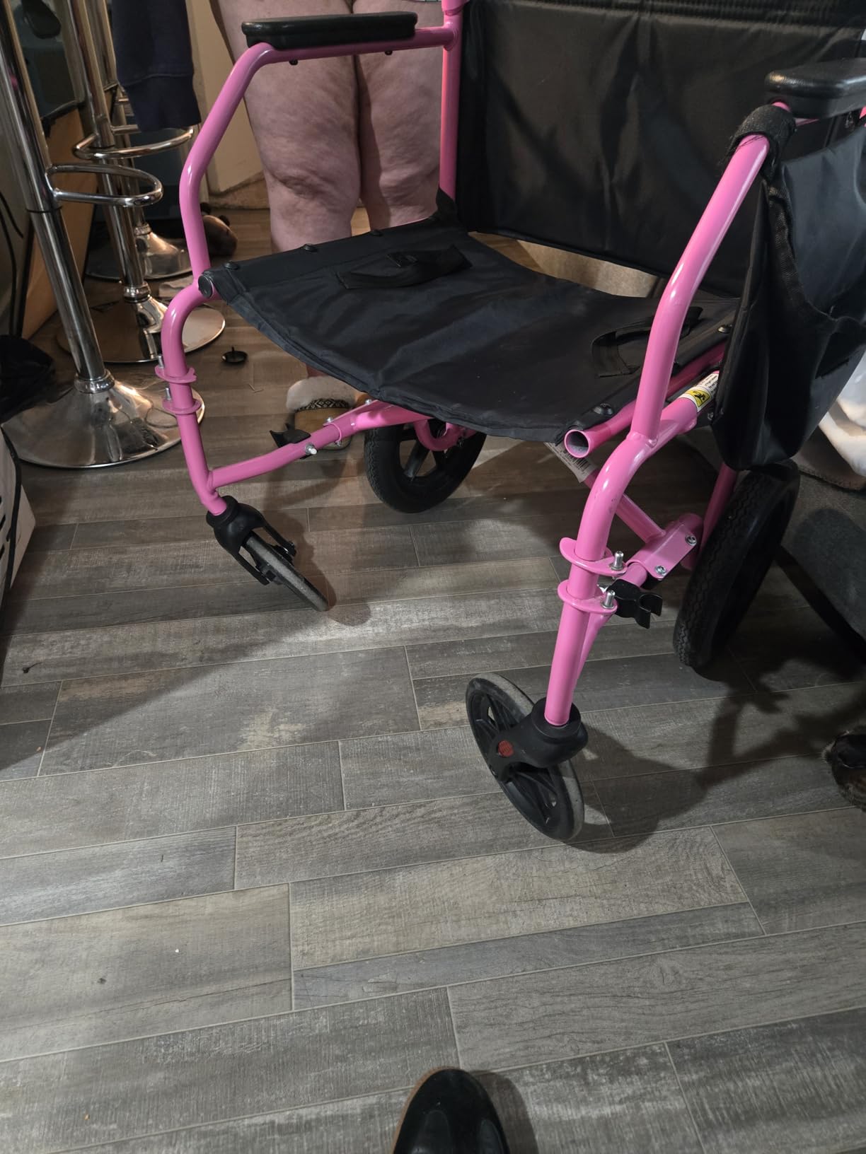 Platinum Health Hummingbird™ Ultra-Lightweight Foldable Transport Wheelchair, Handbrakes,12-Inch Rear Wheels, Extra-Wide Seat. Convenient Table-Length Padded Armrests. (Sky Blue) customer photo 1