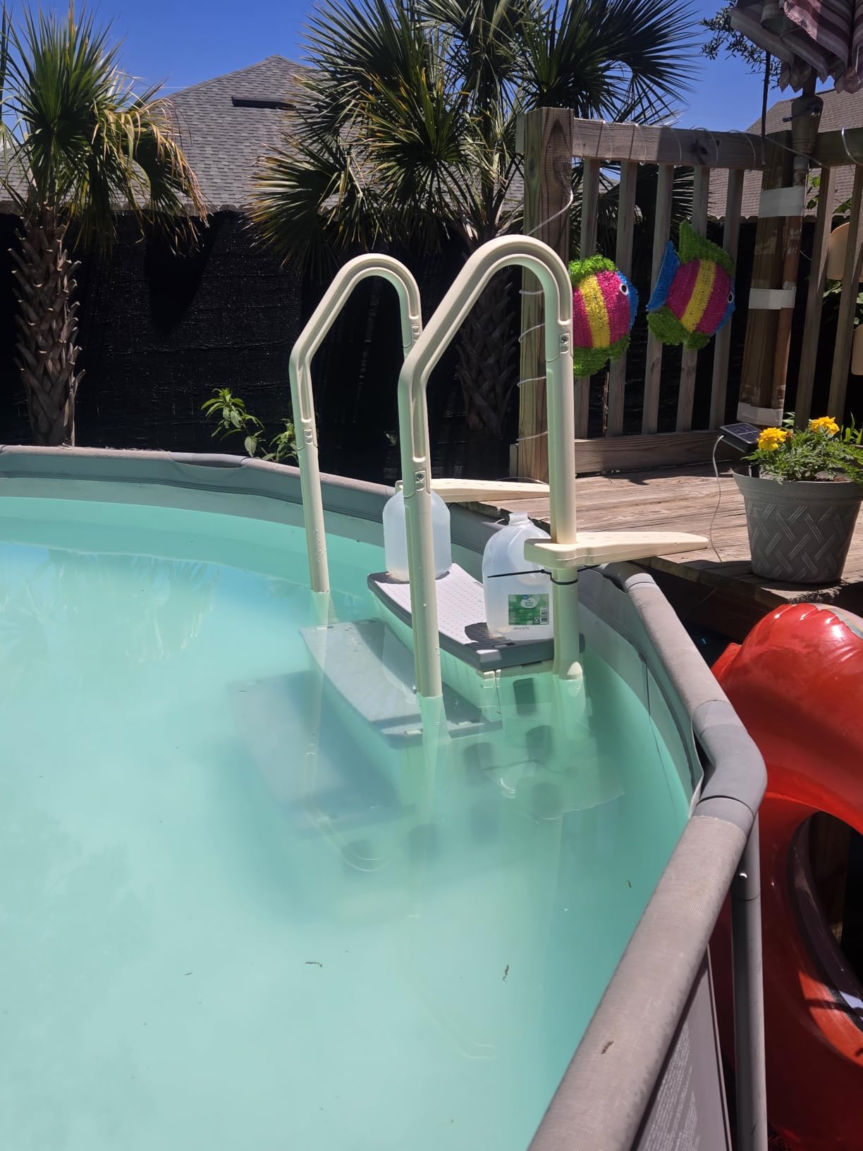 VINGLI Pool Ladder for Above Ground Pools 4-Step, Safety Stair - Beige&Gray customer photo 2
