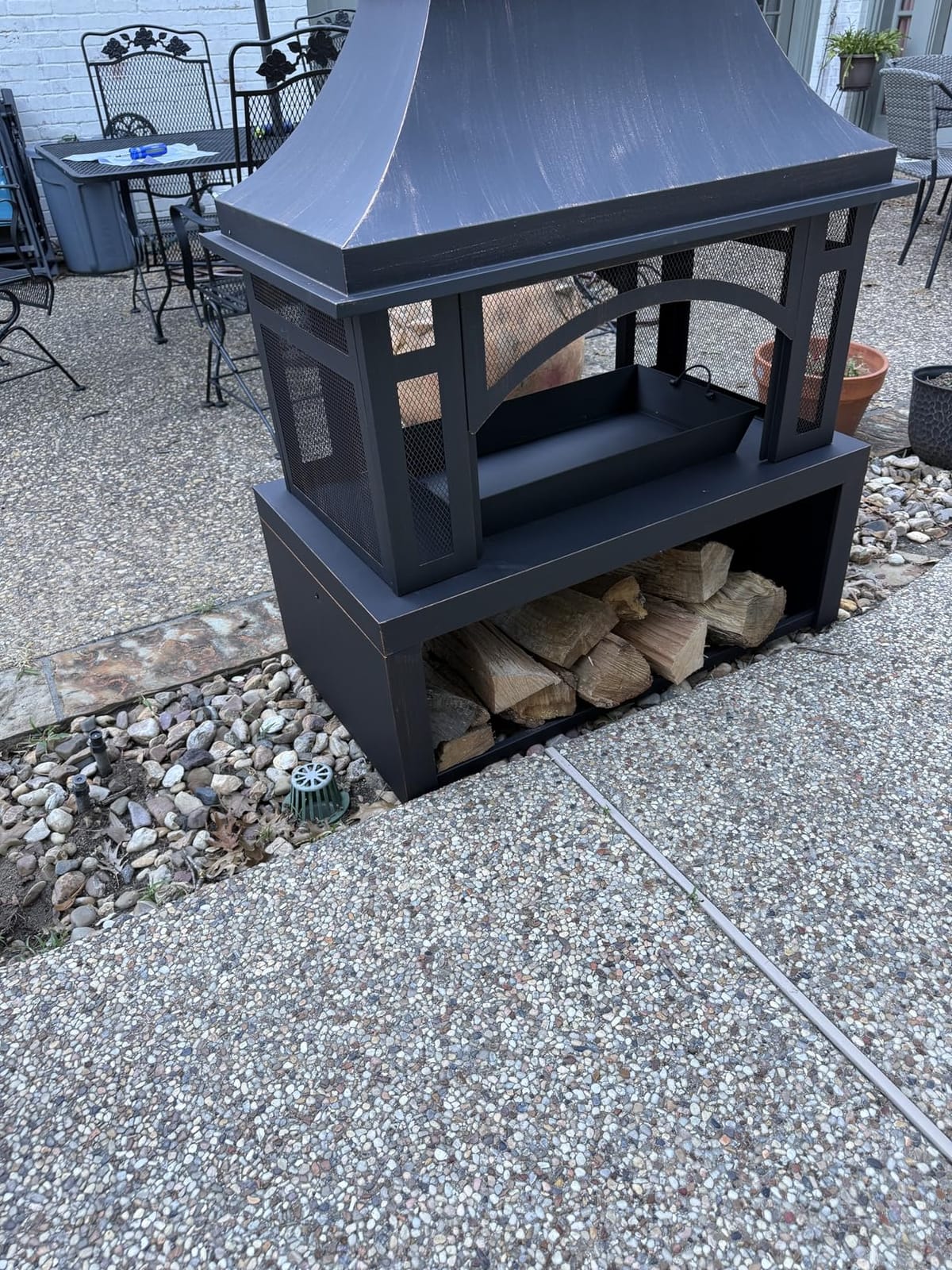 Panovue 39 Inch Fire Pits with Outdoor Chimney and Wood Storage customer photo 1