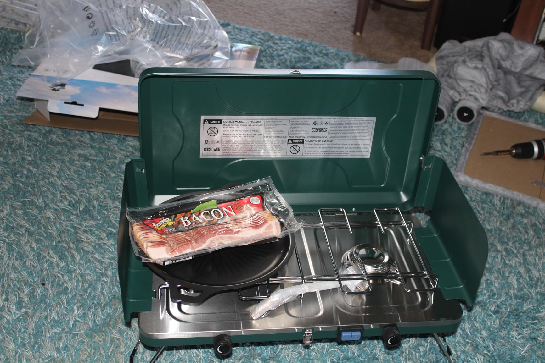 2-Burner Propane Stove, Portable Camping Cooktop with 2 Adjustable Burner and Wind Guards, 20000BTU Camping Stove with Ignition & Griddle for Camping,Tailgating, BBQ, Grilling,Outdoor Gear customer photo 2