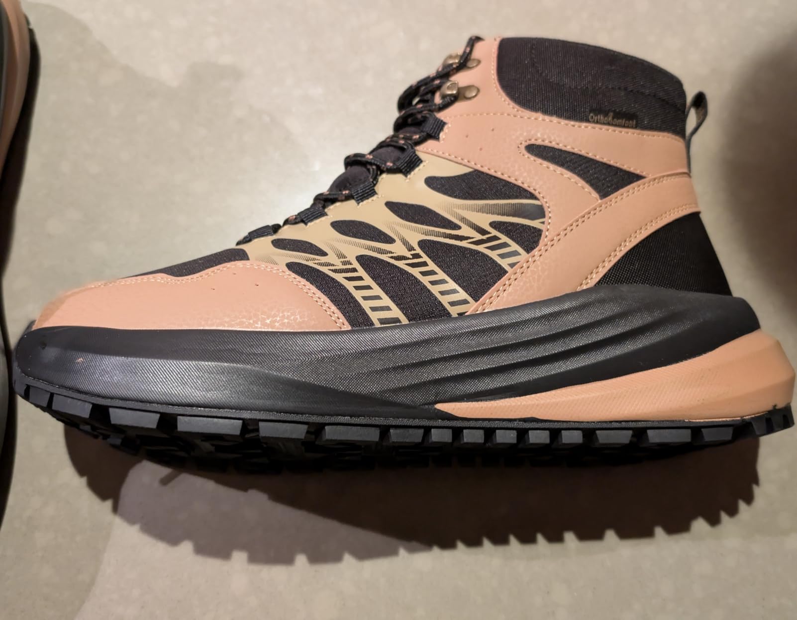 Men's Orthopedic Wide Waterproof Hiking Boots: Comfortable Plantar Fasciitis Work Walking Running Trekking Shoes, Orthotic Non Slip Adventures Ankle Support Trail Mid Boots for Foot Pain Relief customer photo 2