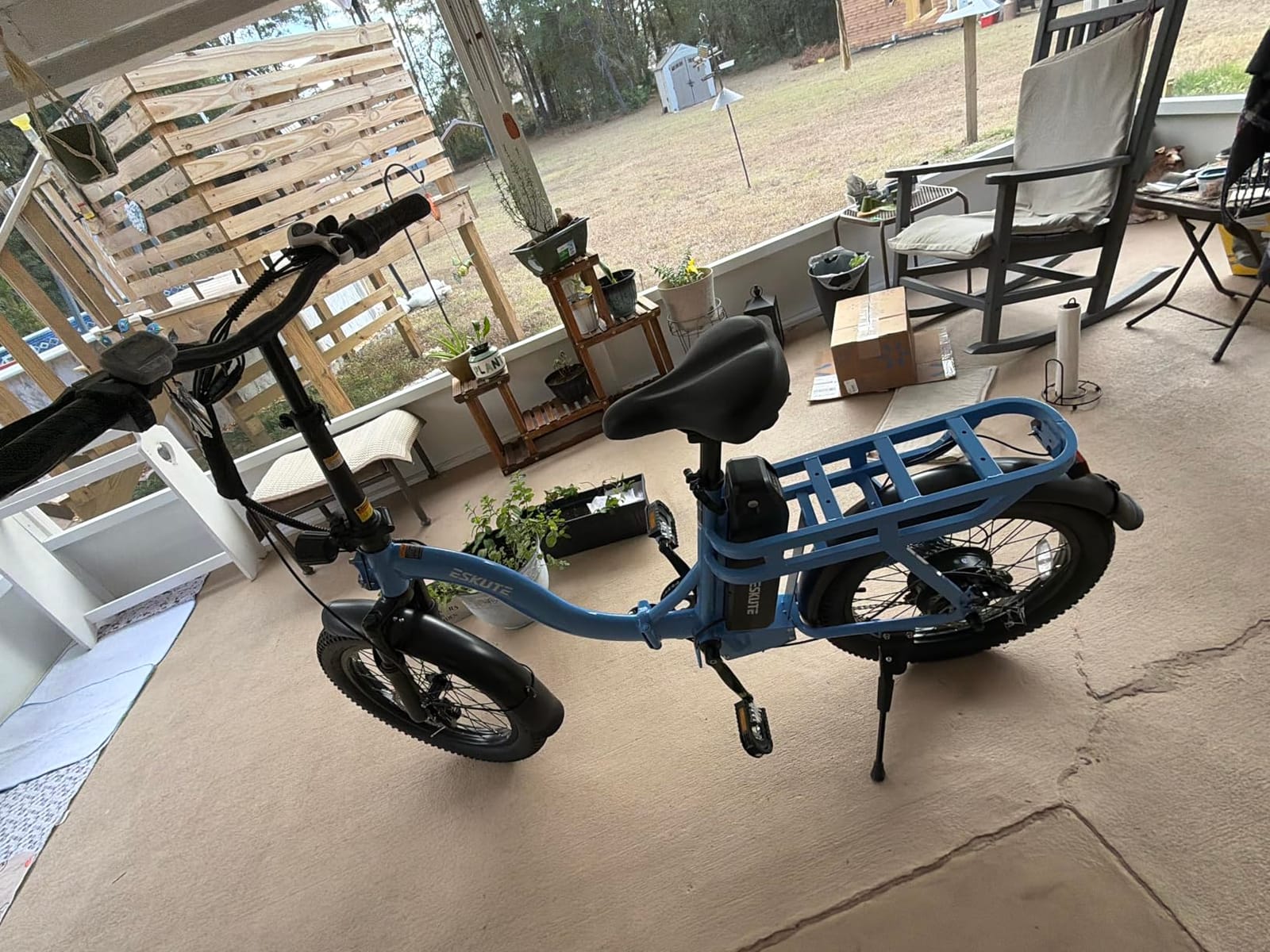 ESKUTE Electric Bike for Adults – 1200W Peak Motor, Folding 20x3 Fat Tire E‑Bike, 48V 13Ah Battery, Step‑Through Cargo Fold Ebike, NFC Unlock, 20+ MPH, 7‑Speed, Up to 55 Miles customer photo 1