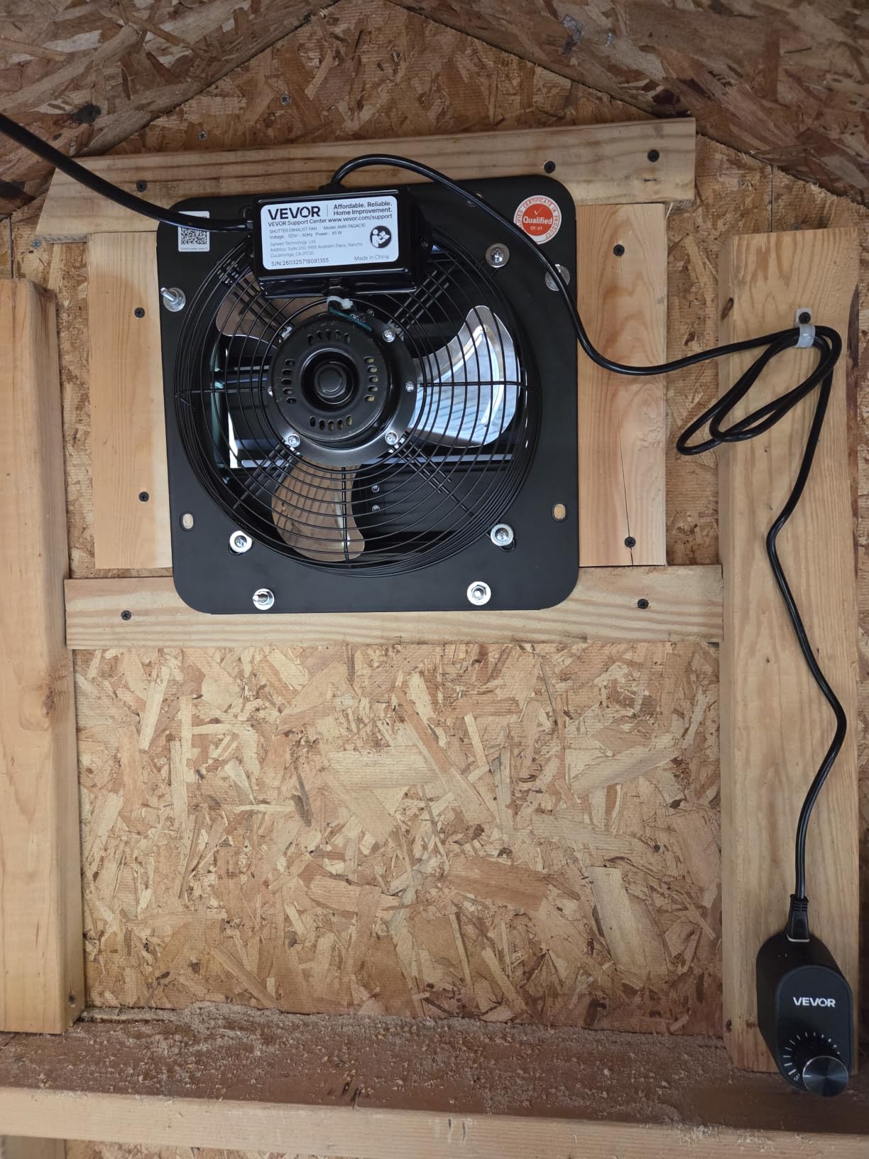 VEVOR 14 in Shutter Exhaust Fan Wall-Mount Automatic Louvers Variable Speed, Sturdy Steel Housing, Low Noise, AC Motor, 1802 CFM Ventilation and Cooling for Attic, Garage, Barn, Greenhouse, Workshop customer photo 1