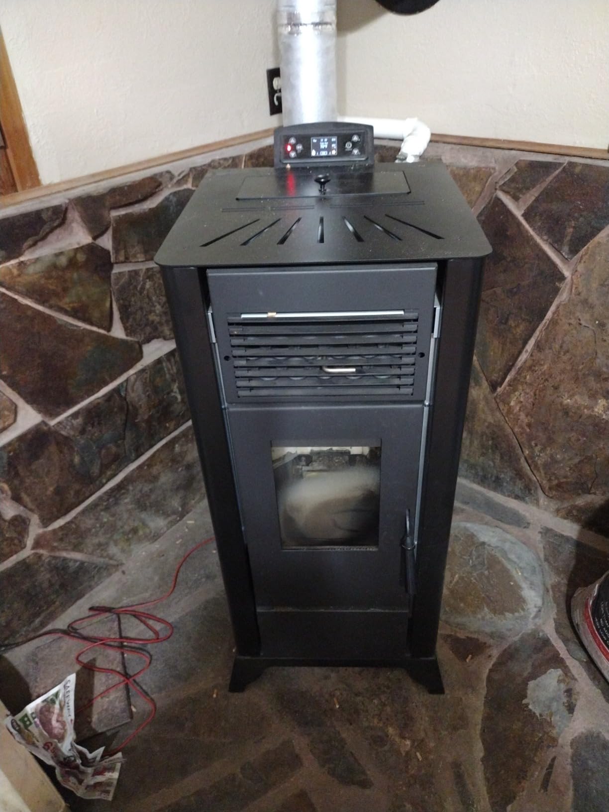 Freedom Stove PS21 Pellet Stove – Marble White | 24V Battery-Ready Backup, Stacked Heat Exchange Tubes, Ultra-Quiet Brushless DC Motors, Touch/Remote/WiFi Control, 5-Year Warranty, DIY-Friendly Design customer photo 1