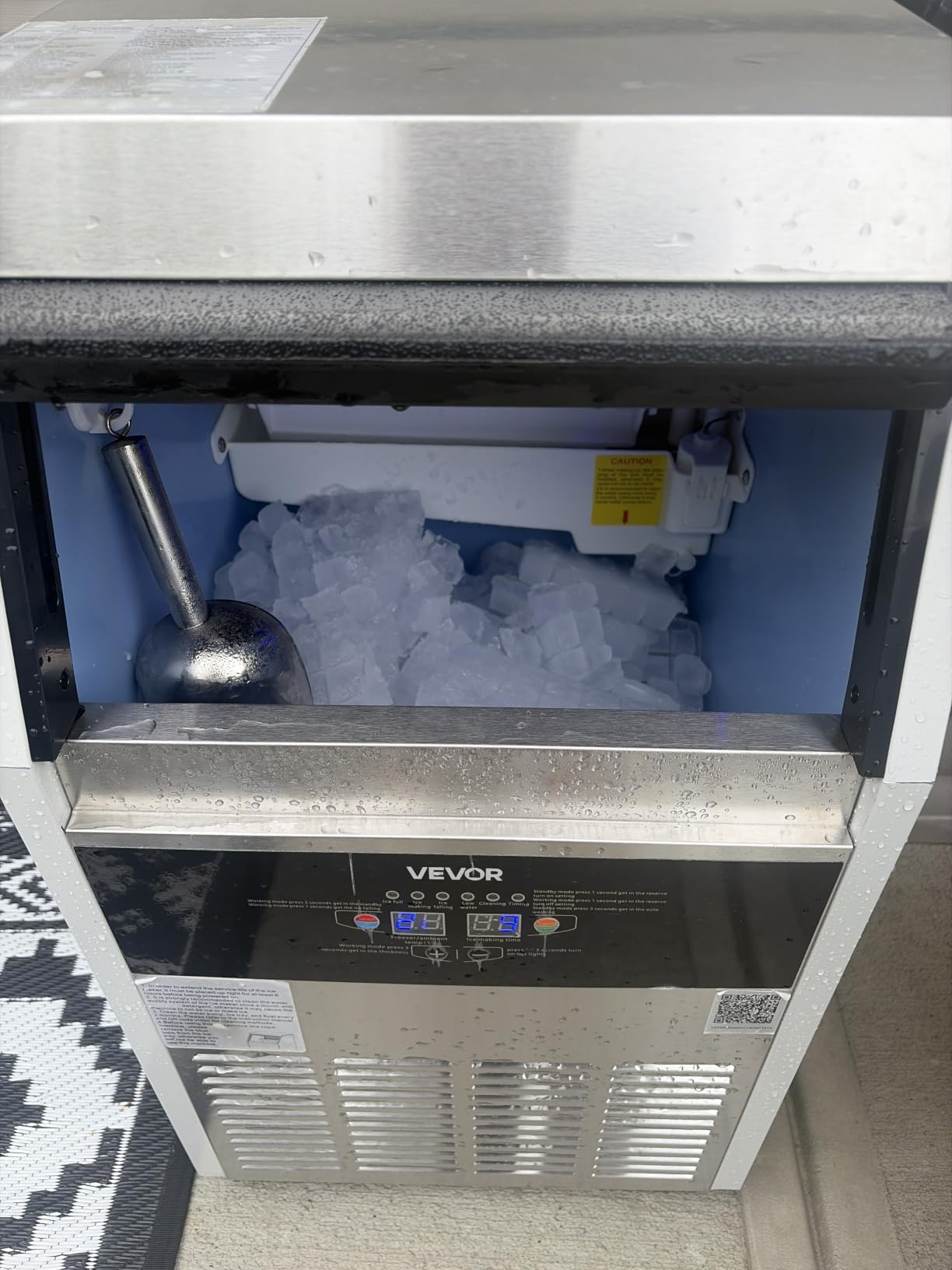 VEVOR Commercial Ice Maker Machine, 120 lbs/24h with 16-30 lbs Storage Capacity, Built-in/Freestanding/Under Counter, Stainless Steel Ice Maker with LED Display & Self-Cleaning, Home Bar Restaurant customer photo 1