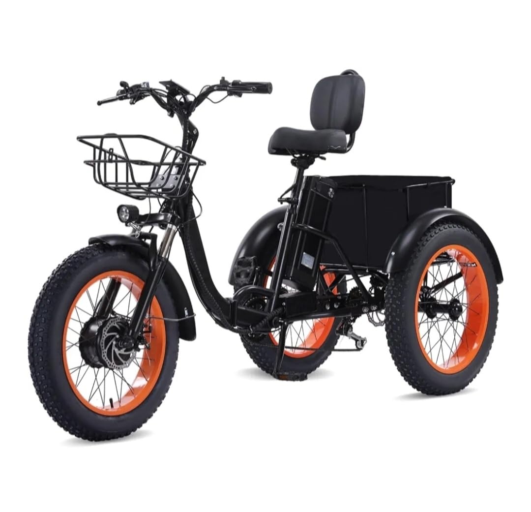 KAKIGO Electric Tricycle with Passenger Seat,Peak 1350W Two Seater Electric Tricycle for Adults,48V 15.6Ah 2 Seater Electric Trike,Front&Rear Basket,Rear Differential customer photo 2