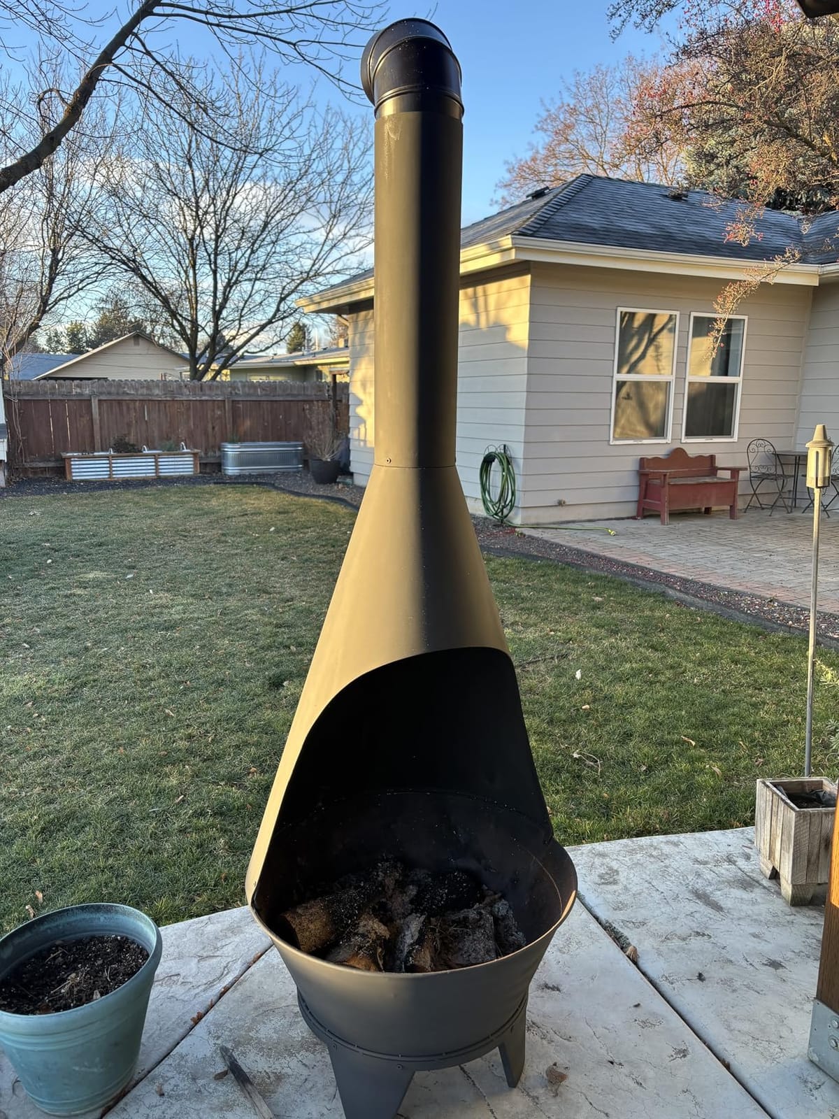 Sunnydaze Large Chiminea Outdoor Fireplace with Grill Grate, Rustic, 58