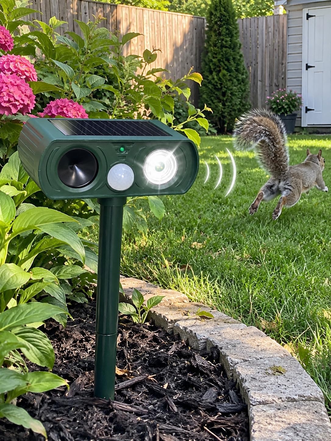 Solar Ultrasonic Animal Repellent Outdoor, Deer Repellent Devices Waterproof, Cat Squirrel Rabbit Dog Raccoon Deterrent Animal Repeller with Motion Detection, Keep Skunk Away for Yard, Green, 2 Pack customer photo 2