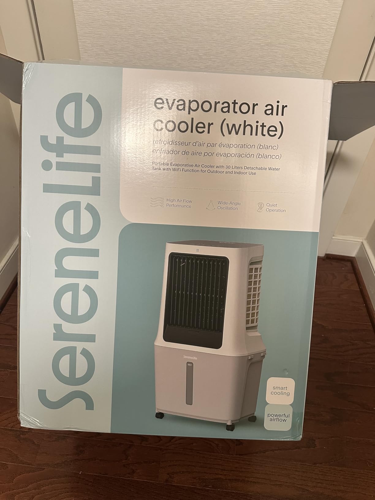 SereneLife Portable Swamp Cooler with 12000 CFM Power - Industrial Evaporative Air Cooler for Large Indoor & Outdoor Spaces, 150 L Tank, 60° Oscillation, 12-Hour Timer, Wi-Fi & Remote Control customer photo 1