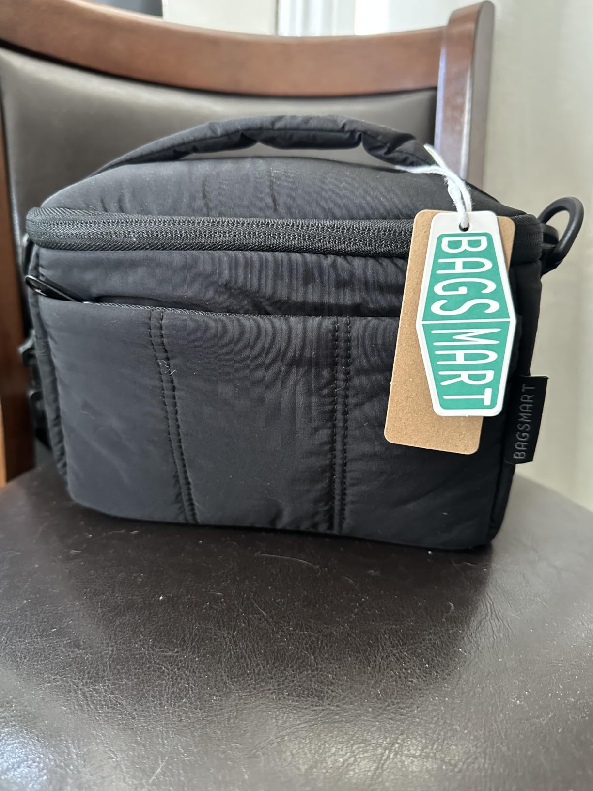 BAGSMART 2 in 1 Quilted Camera Sling Bag for Mirrorless Camera, Camel customer photo 1