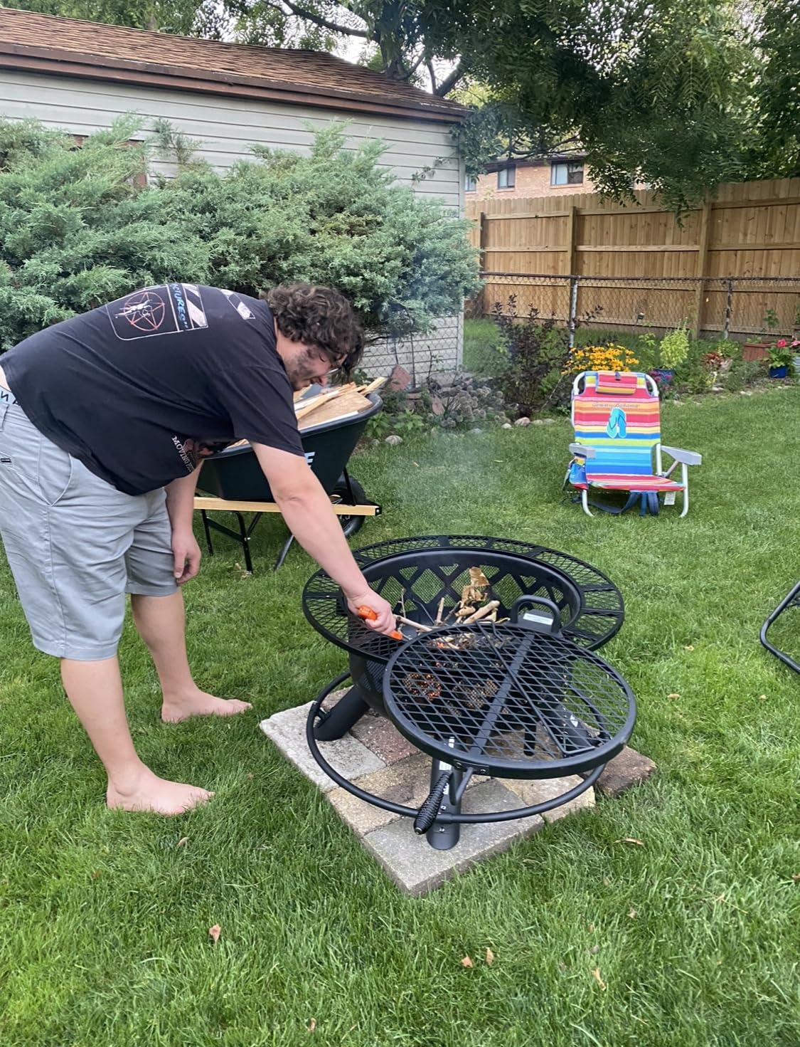 Outdoor Fire Pits for Outside Wood Burning Fire Pit with Cooking Grill customer photo 2