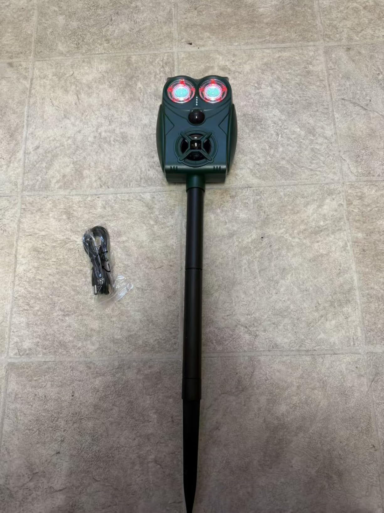 Solar Ultrasonic Animal Repellent with Motion Sensor - Waterproof Deer Repellent Device with LED Lights for Yard, Effective Against Deer, Coyotes, Raccoons & Cats (2, Green Black) customer photo 1