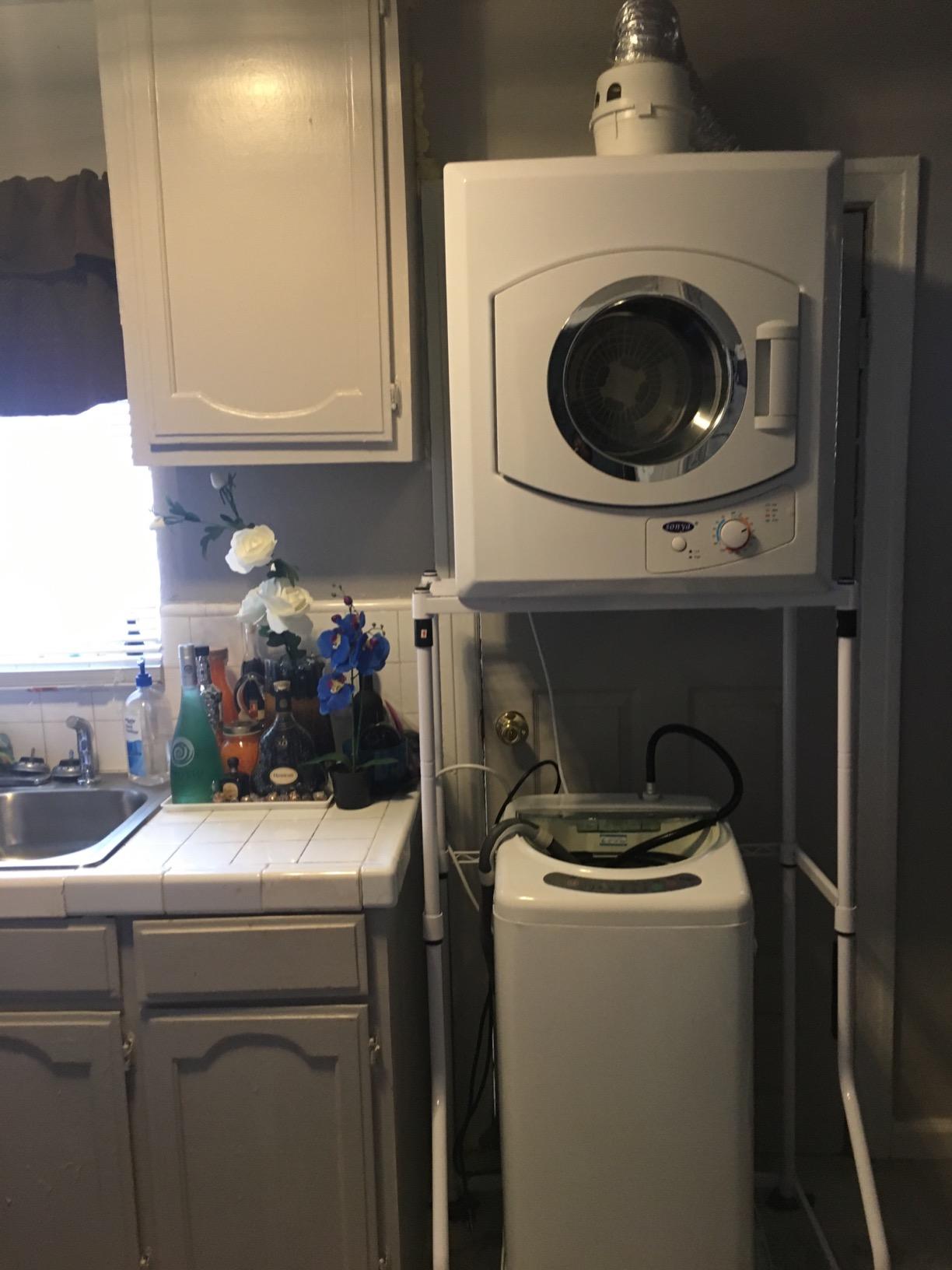 Avanti WDB20Y0W Stacking Rack Laundry Center for Washer and Dryer, with Adjustable Shelf Perfect for Apartments, Homes, Garages, Basements, White customer photo 2