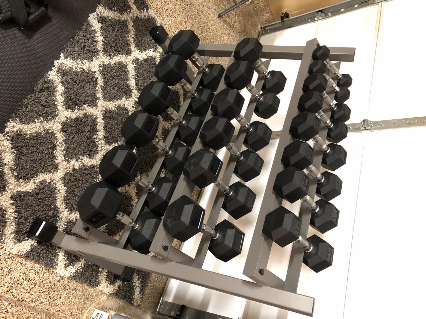 XMARK Dumbbell Set with Rack, Weights Dumbbells, Multiple Free Weights and Horizontal Storage for Home Gym Strength Training, Storage Rack Color Options customer photo 2