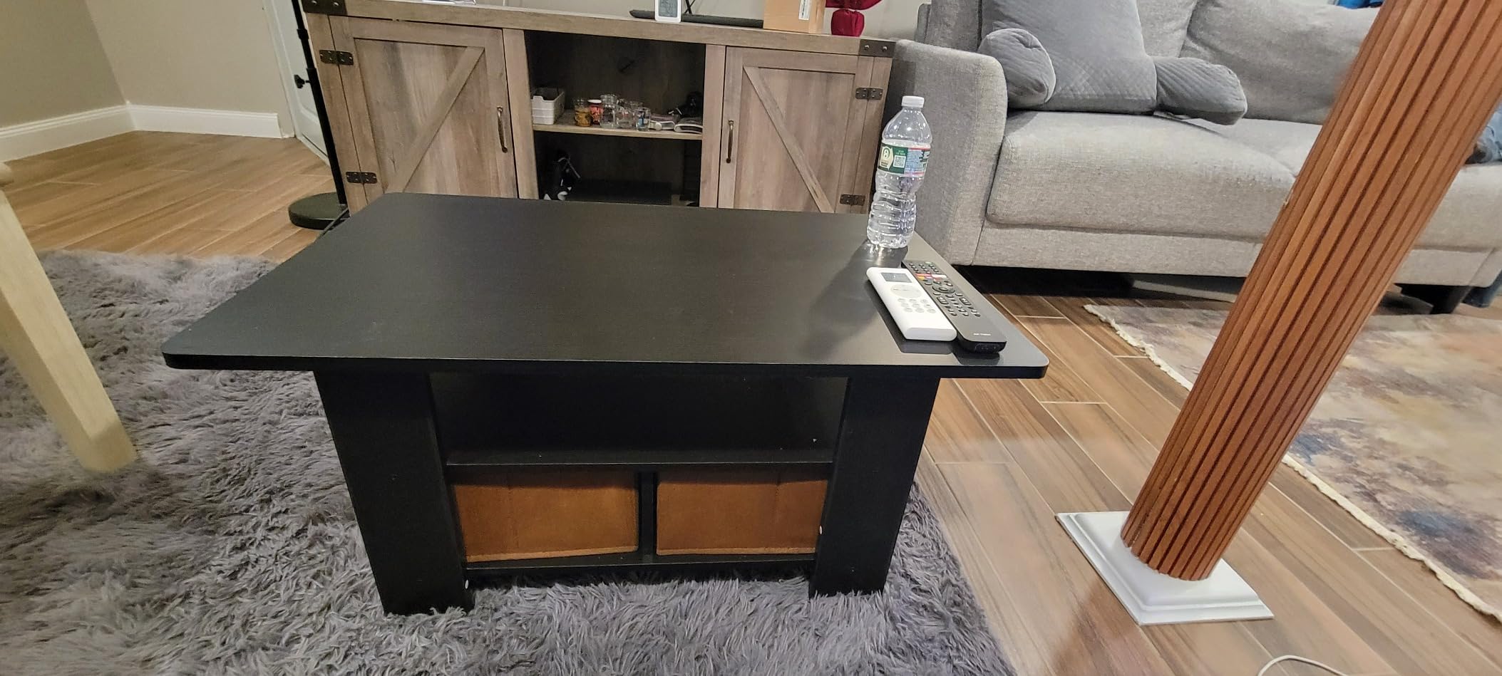 Furinno Andrey Coffee Table with Bin Drawer, French Oak Grey/Black customer photo 1
