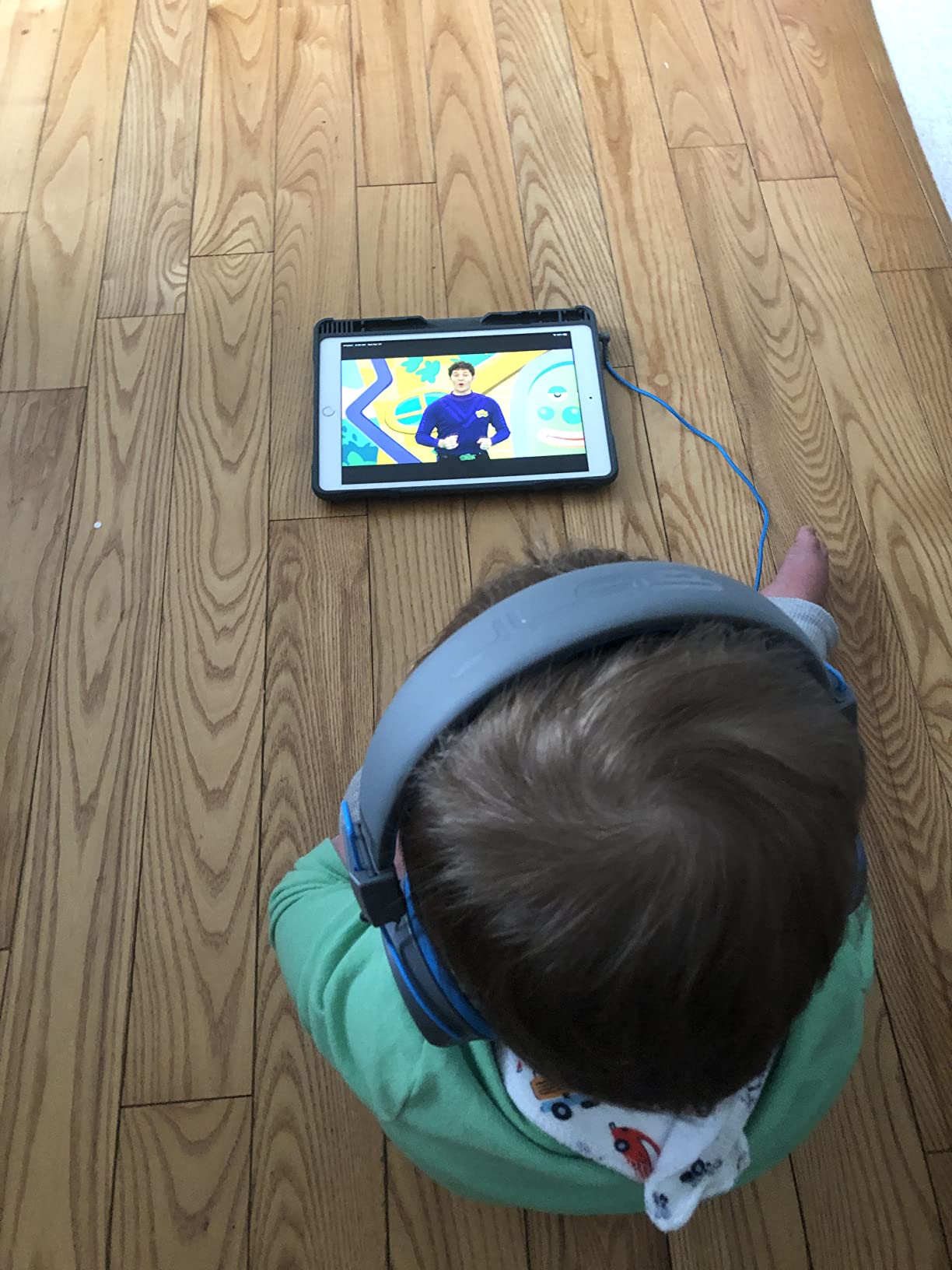 JLab JBuddies Studio On-Ear Kids Wired Headphones, Toddler Headphones, Kid Safe, Studio Volume Safe, Volume Limiter, Folding, Adjustable, Noise Isolation, with Mic (Graphite/Blue) customer photo 2