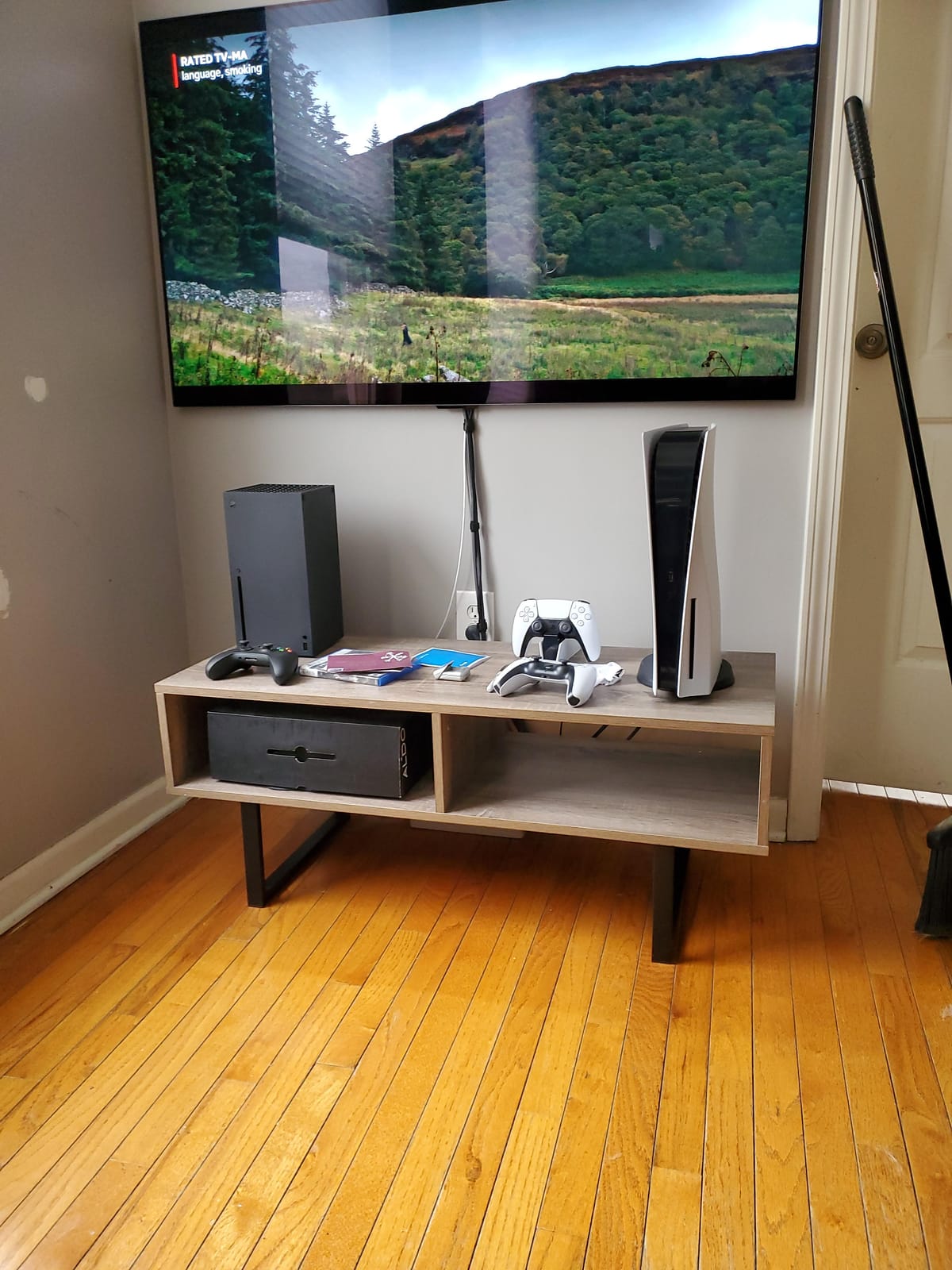 ClosetMaid Rectangular Wood Coffee Table with Storage Shelves, Narrow, 39.45