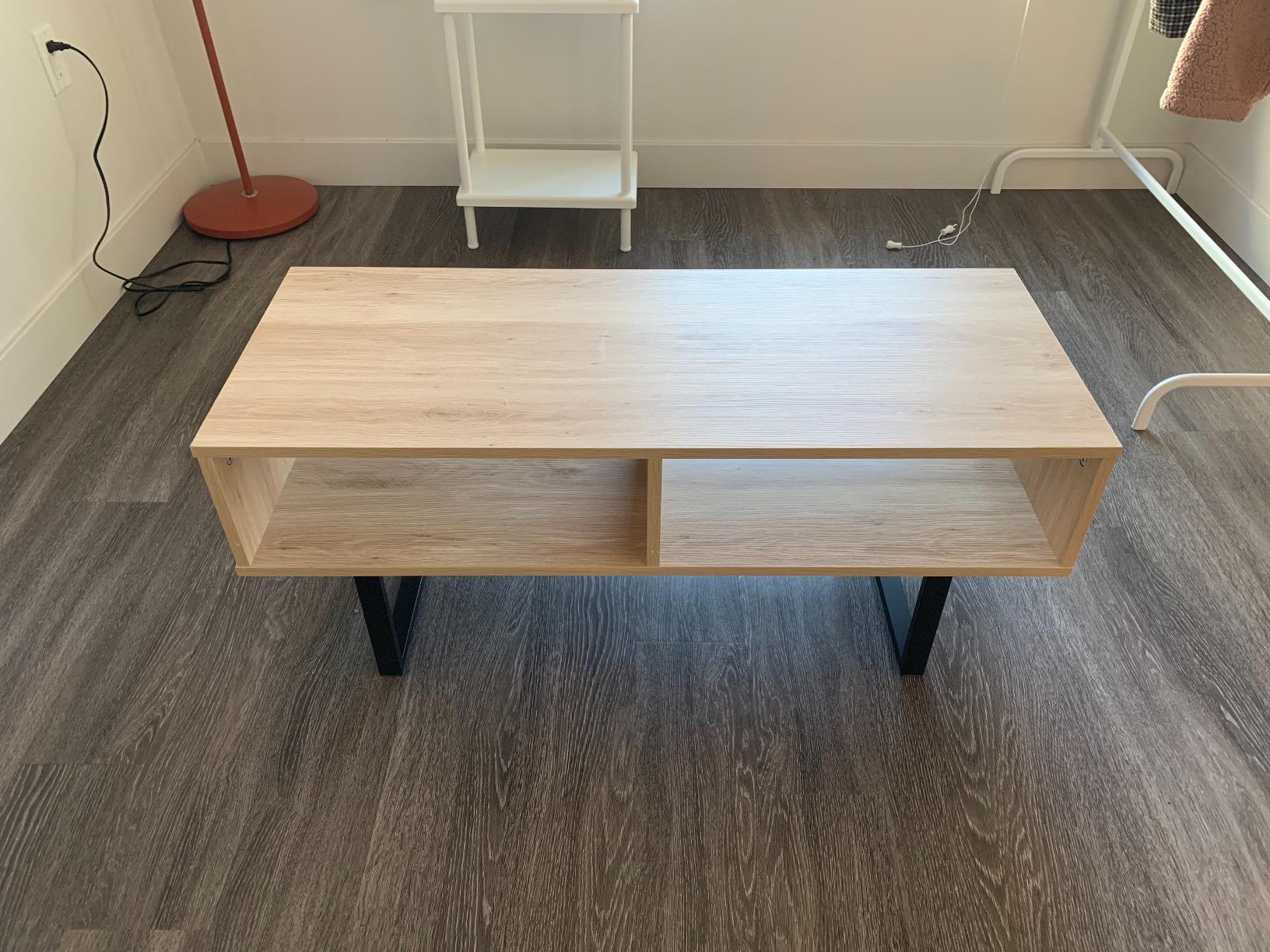 ClosetMaid Rectangular Wood Coffee Table with Storage Shelves, Narrow, 39.45