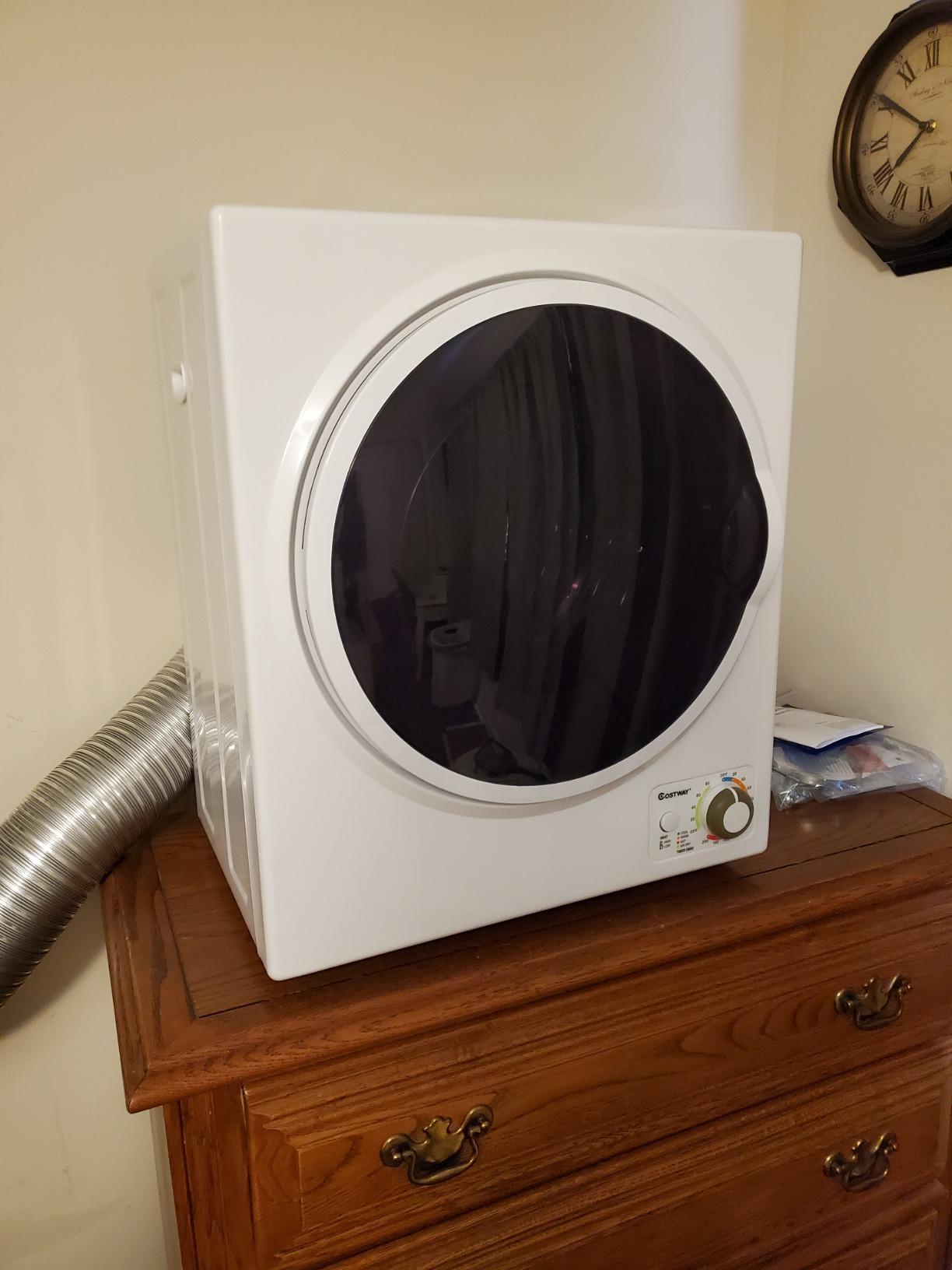 COSTWAY 1.5 Cu.ft. Portable Clothes Dryer, 850W Compact Laundry Dryer,White customer photo 1