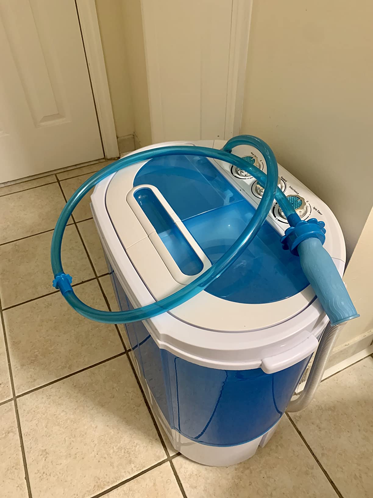 SUPER DEAL Small Portable Washing Machine 9.9lb Mini Compact Washer Twin Tub Laundry Machine Top Load Spinning and Washing Combo 6.57 FT Inlet Gravity Drain Hose customer photo 2