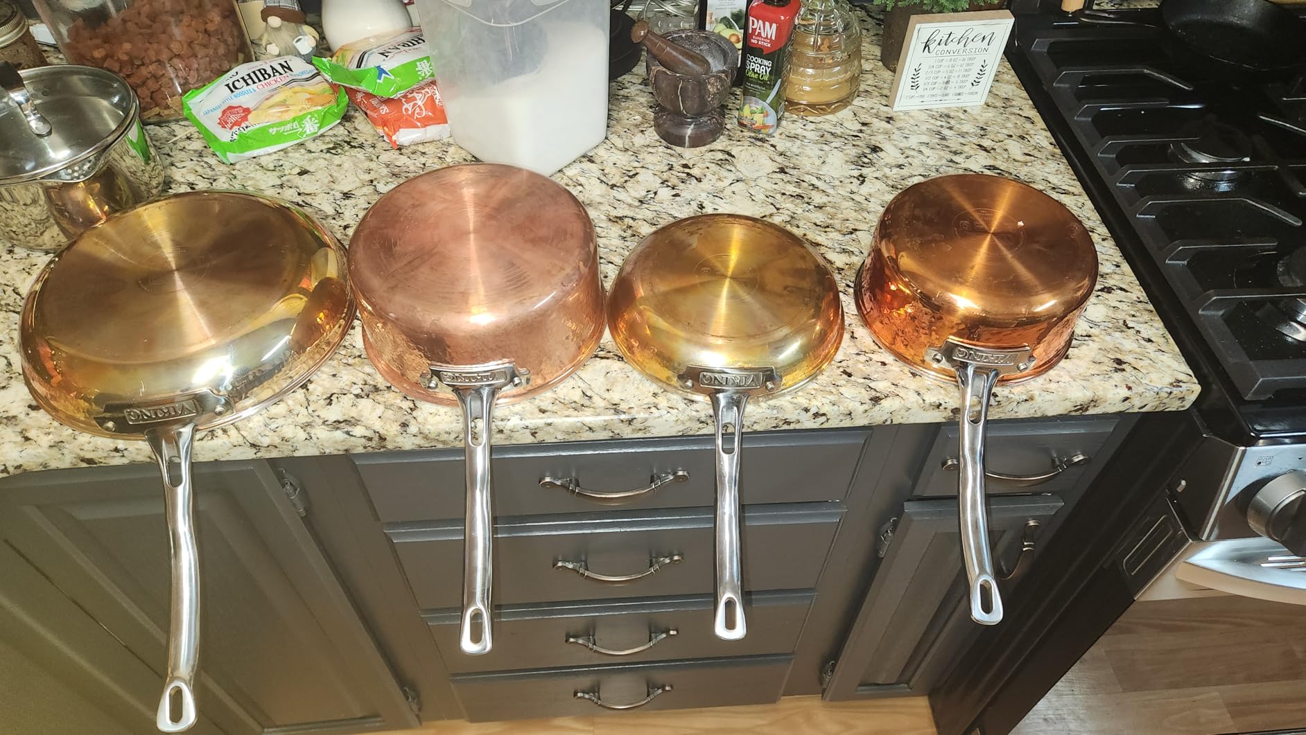 Viking 3-Ply Pots and Pans Set, 10 Piece Copper Kitchen Cookware with Glass Lids, Hammered Copper customer photo 1