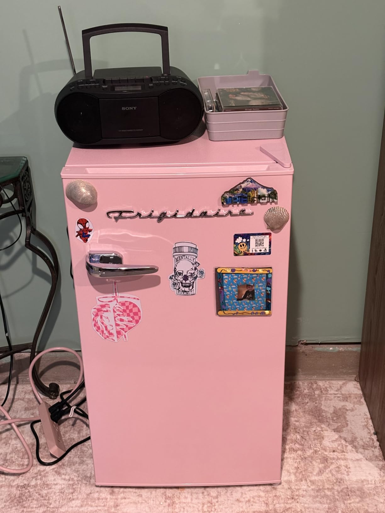 Frigidaire Retro Compact Fridge with Chiller, 3.2 cu ft Countertop Fridge with Built-In Bottle Opener, Compact Refrigerator for Office, Bedroom, Dorm Room or Cabin - 16.5