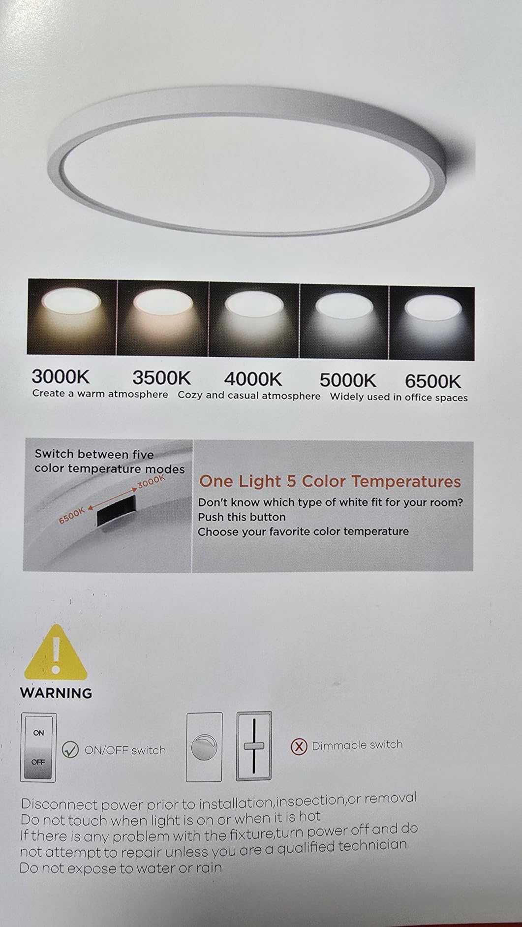 TALOYA 12 Inch LED Ceiling Light, 20W Flush Mount, 5 Color Temperatures customer photo 1