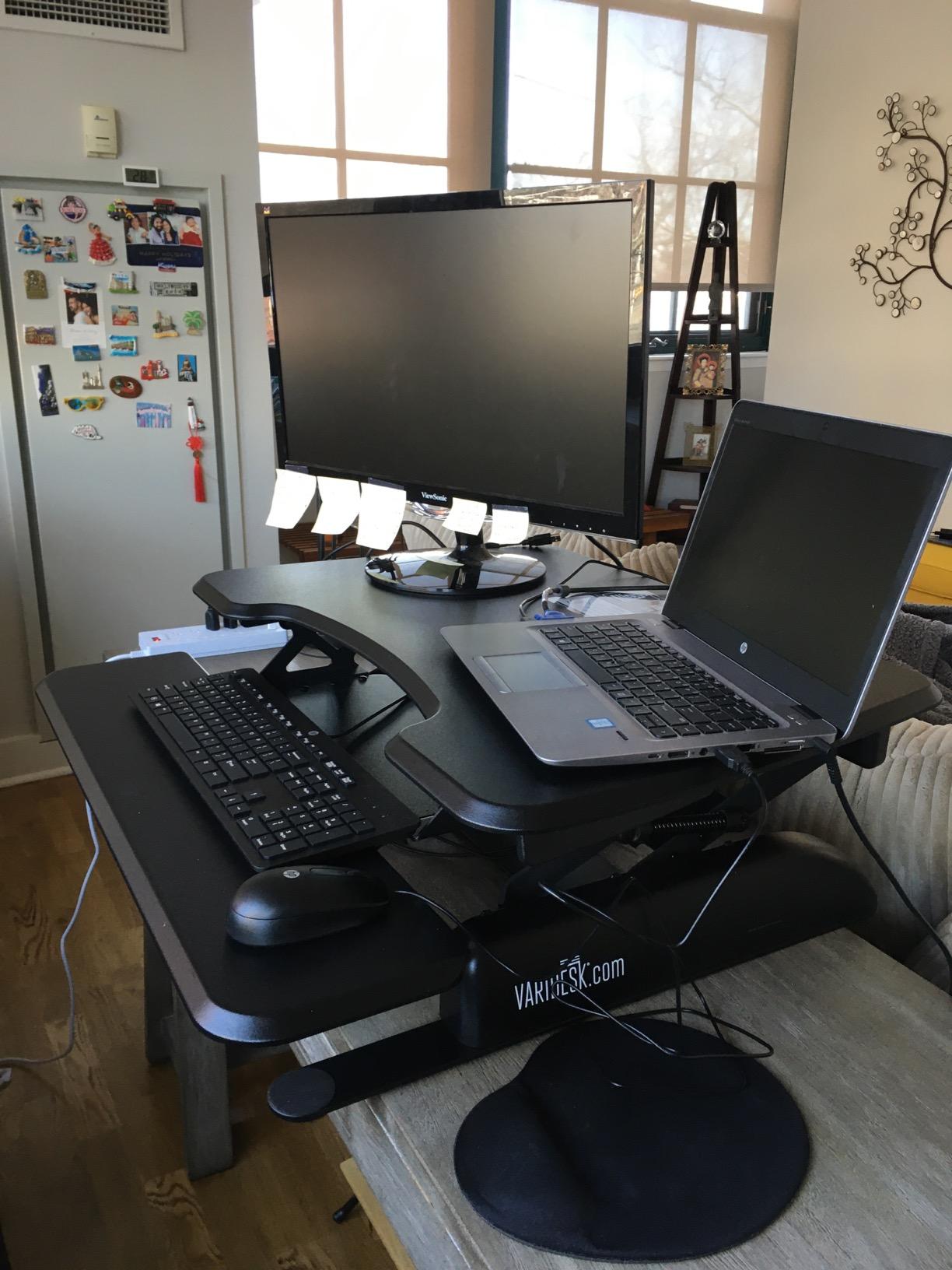 Vari - VariDesk Essential 30 - Two-Tier Standing Desk Converter for Home Office - Adjustable Sit Stand Desk with 11 Height Settings - Standing Desk Riser for Monitor & Accessories - 30