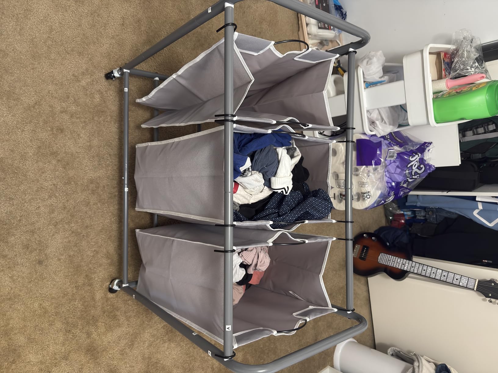 STORAGE MANIAC 3 Section Laundry Sorter, Laundry Hamper with Wheels, Gray customer photo 2
